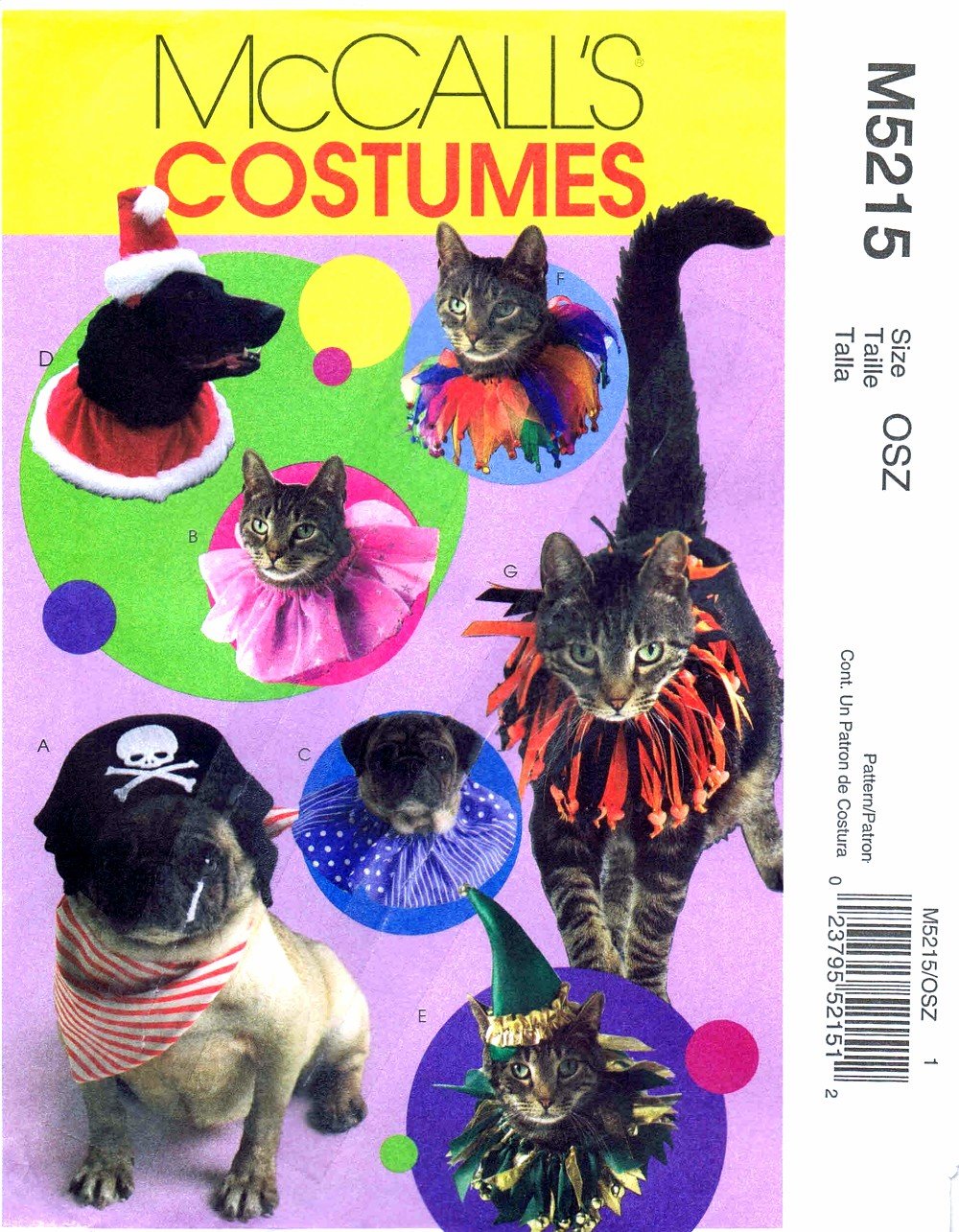 McCall's 5215 Pet Costume Sewing Pattern - DIY Dog & Cat Hats, Collars & Accessories for Halloween & Cosplay Parties
