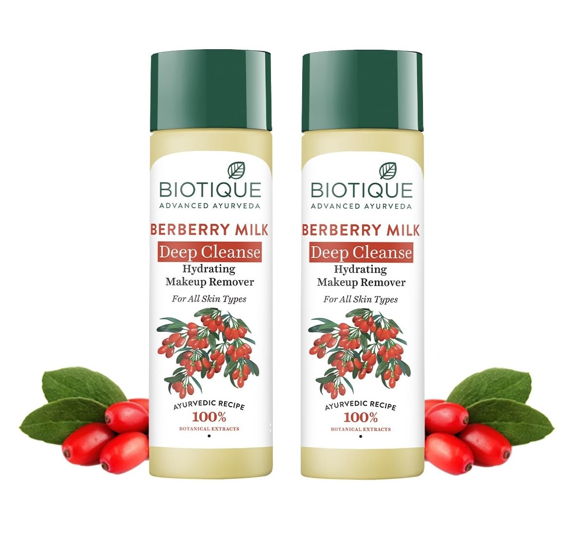 Biotique Berberry Milk Deep Cleanse Hydrating Makeup Remover - Gentle Facial Cleanser for All Skin Types (120ml, Pack of 2) | Perfect for Daily Makeup Removal & Skincare Routine