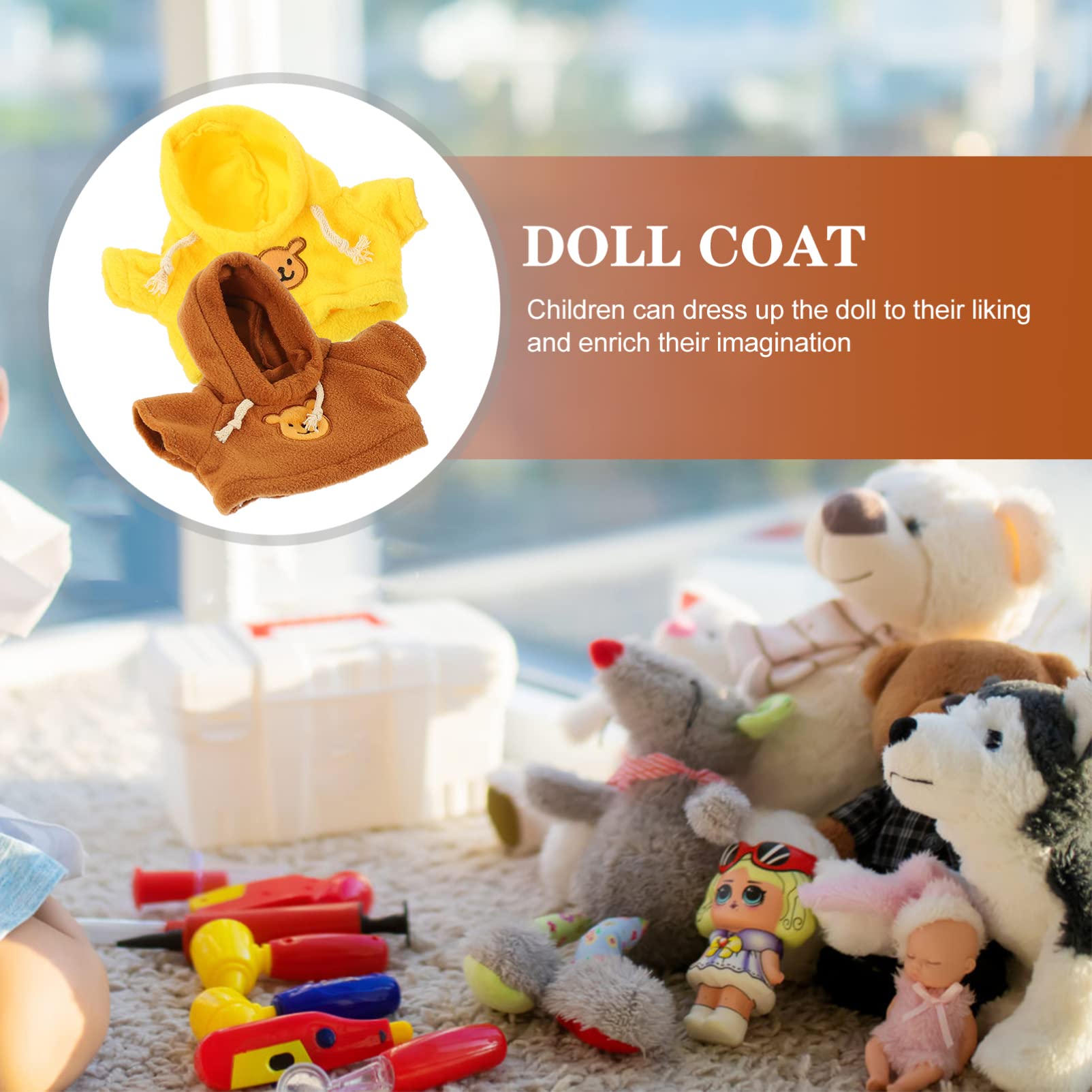 2pcs Plush Doll Clothes for Kids & Stuffed Animals - Cute Bear & Dog Outfits for Decor