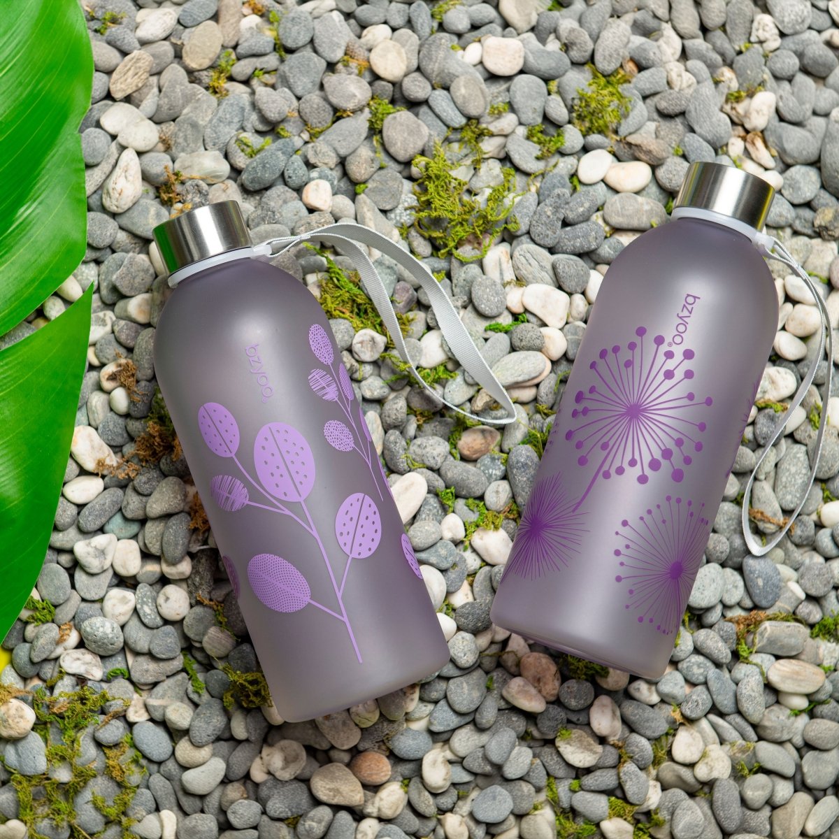 32oz Time Marker Tritan Water Bottle with Carrying Strap - Dandelion Purple - BPA Free Leak Proof Sports Water Bottle for Gym, Hiking & Outdoor Activities