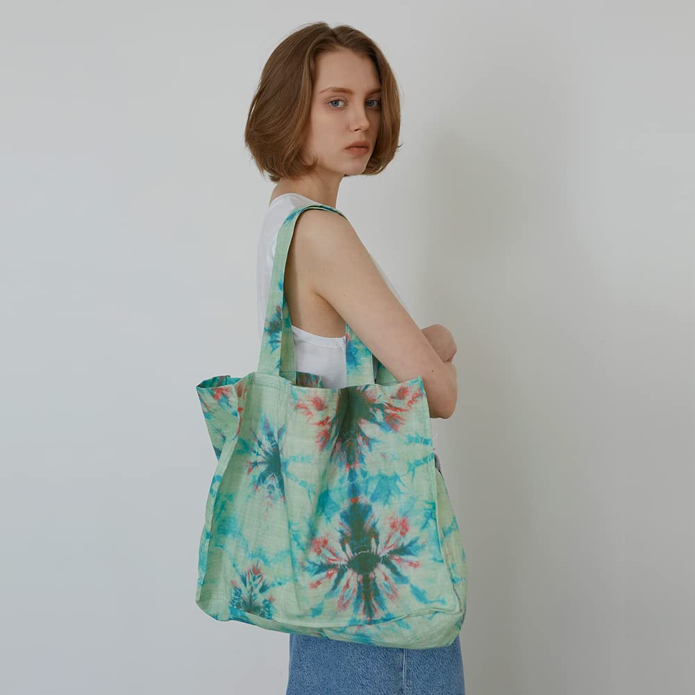 O&ON Linen Tote Bag - Handmade Natural Shoulder Bag for Beach & Shopping