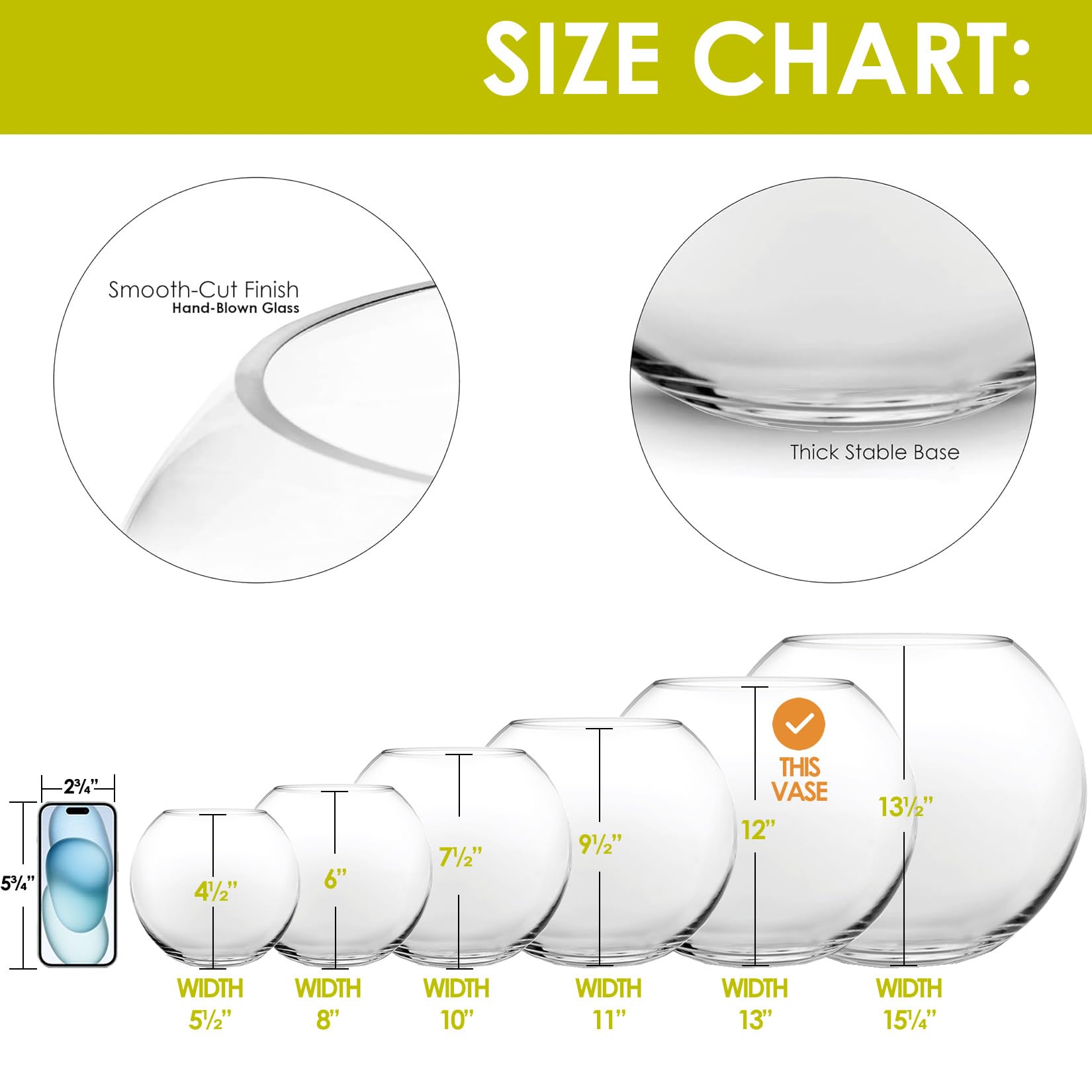 CYS EXCEL Large Glass Bubble Bowl - 12