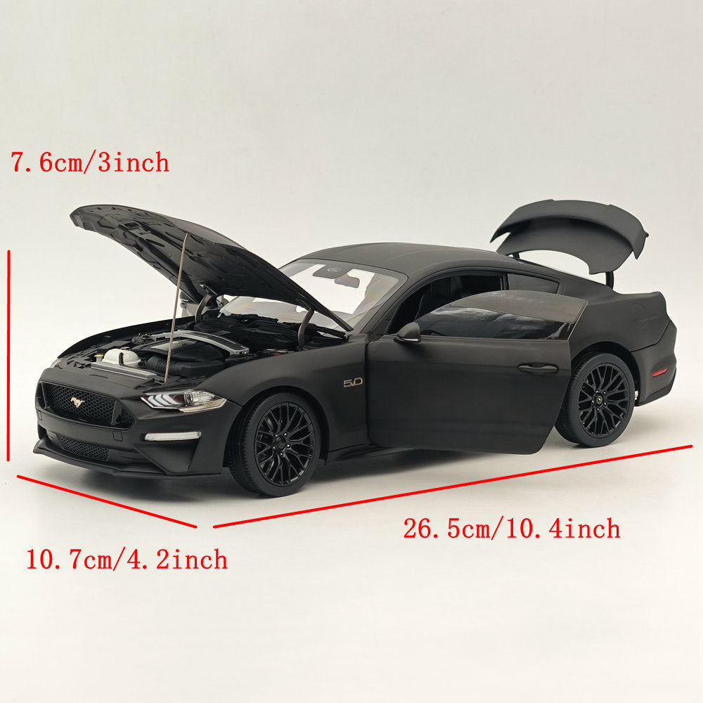 1/18 Scale Diecast Model Car - 2019 Ford Mustang GT Matte Black RHD - Highly Detailed Collectible Miniature for Display & Hobby Enthusiasts | Perfect for Office Decor, Car Shows & Gift Giving