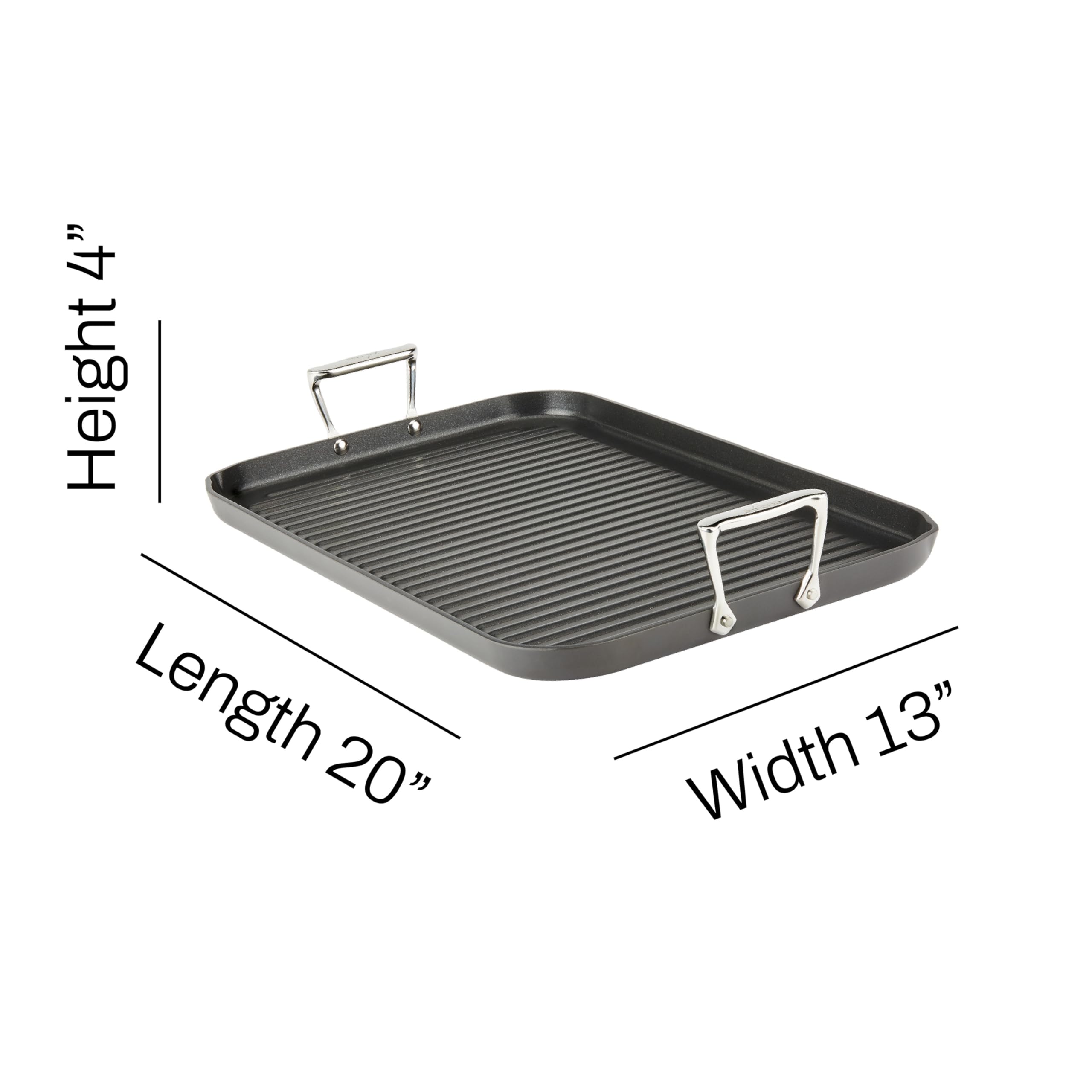 All-Clad HA1 Hard Anodized Nonstick Grill & Griddle Pan 13x20 Inch - Oven & Broiler Safe up to 500°F - Professional Cookware Set for Grilling, Searing & Baking - Perfect for Indoor/Outdoor Cooking, BBQ & Camping