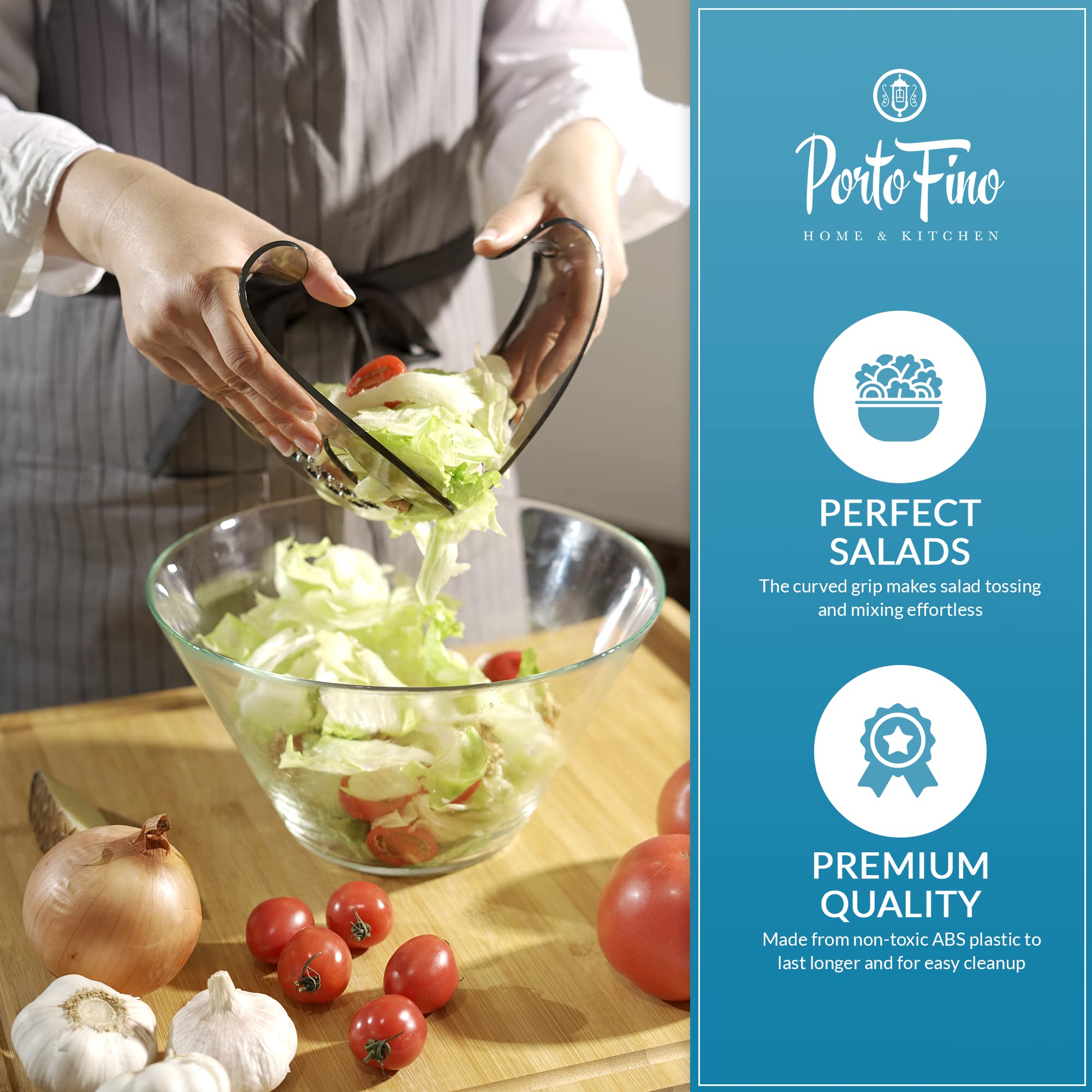 Salad Hands - Premium Salad Tongs & Serving Utensils Set - Space-Saving Dishwasher Safe Salad Servers (1 Pair) - Perfect for Tossing, Serving Fresh Greens at BBQs, Picnics & Family Dinners