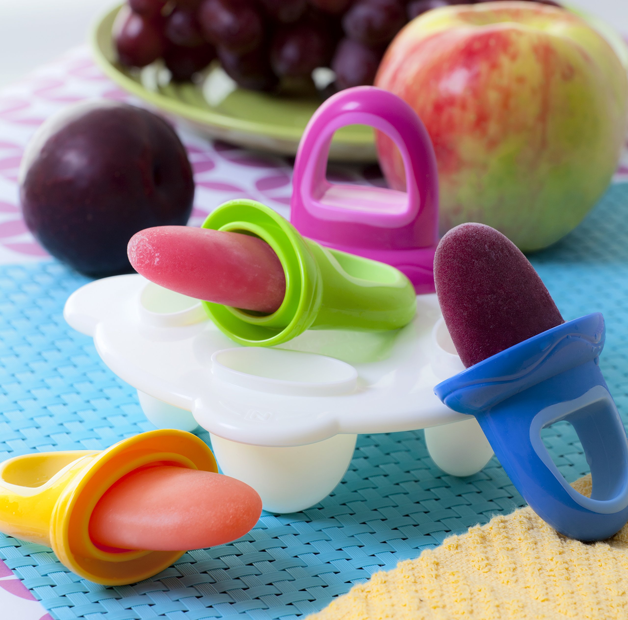 Nuby Garden Fresh Fruitsicle Frozen Pop Tray - 4 Handle BPA-Free Ice Pop Maker for Kids | Perfect for Summer Treats, Birthday Parties & Healthy Snacks