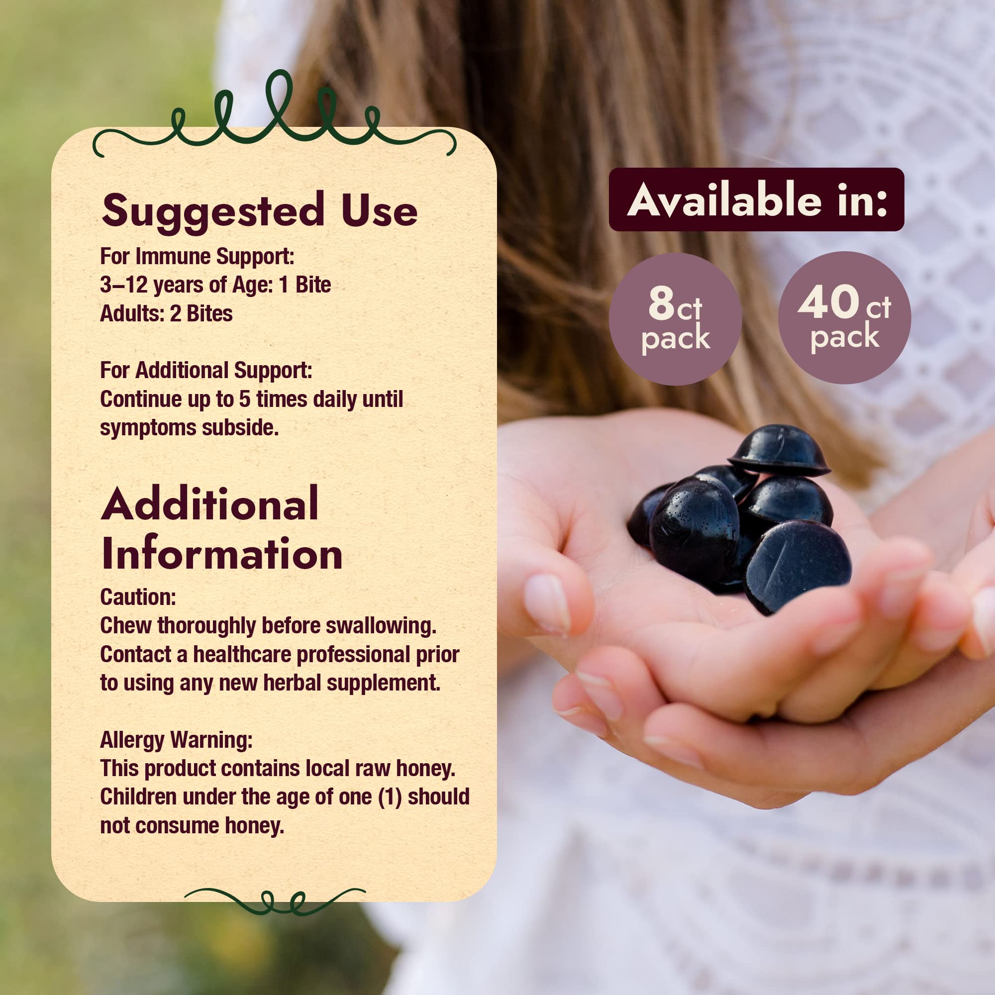 Organic Elderberry Gummies for Immune Support - Vegetarian-Friendly Sambucus Elderberry Vitamins with Black Elderberry Extract, No Artificial Sweeteners, 40 Count - Perfect for Daily Wellness & Cold Season Defense