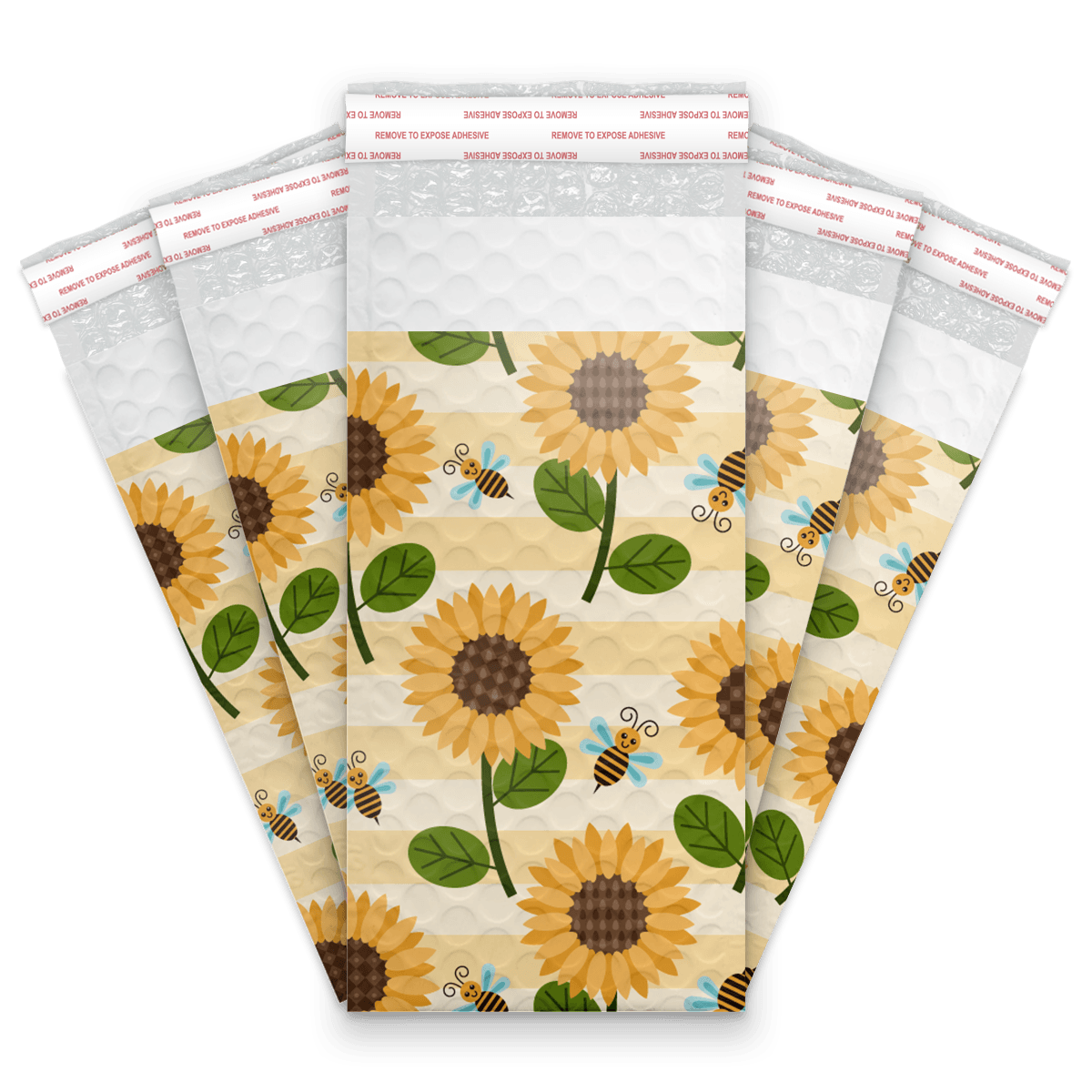 4x8 Sunflower and Bee Design Self-Seal Poly Bubble Mailers - Waterproof Padded Shipping Envelopes for Ecommerce, Small Business & Boutique Packaging (Perfect for Jewelry, Crafts & Online Store Shipments)