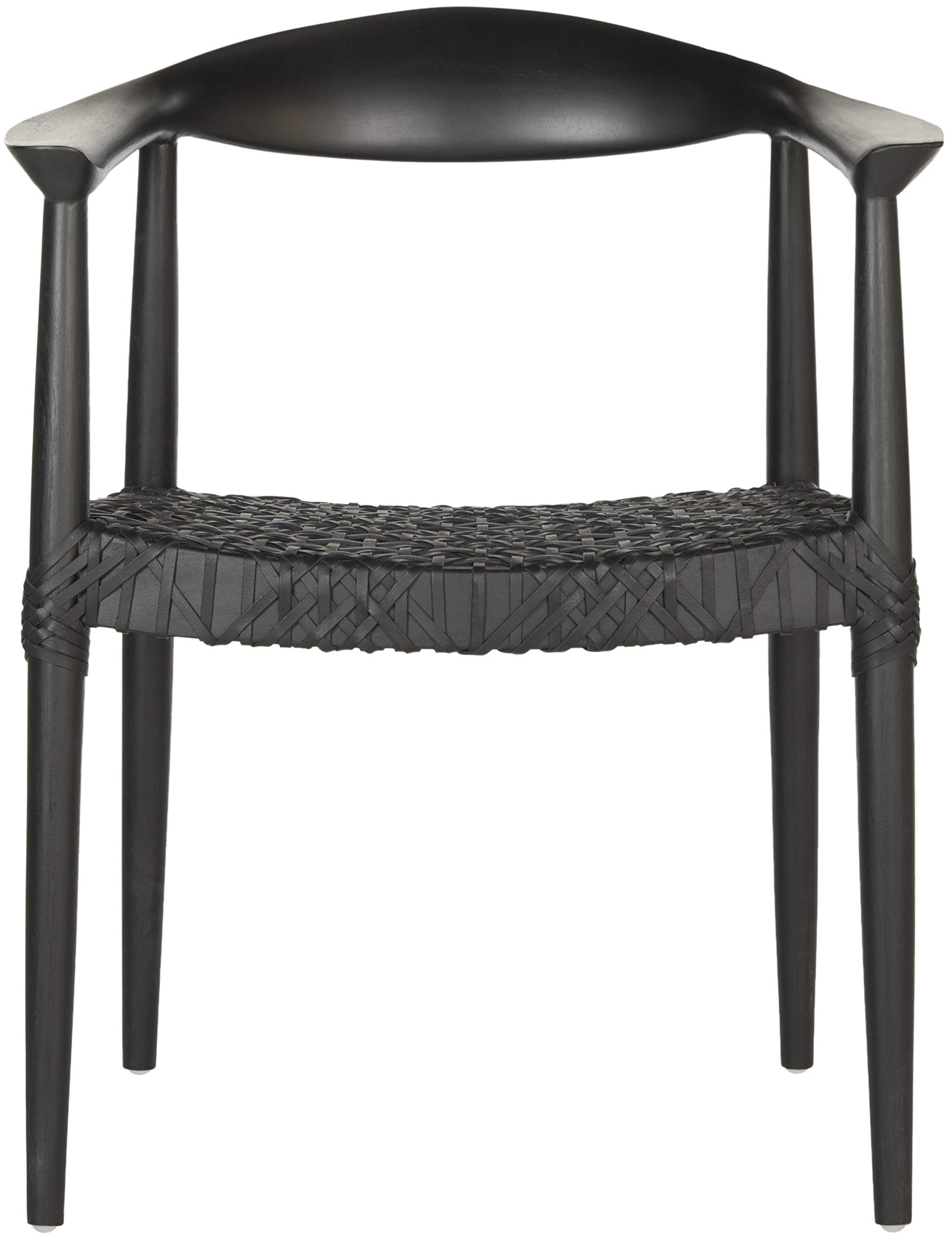 Safavieh Home Bandelier 17-inch Boho Modern Woven Arm Chair - Black/Black - Perfect for Living Room, Bedroom & Boho Home Decor