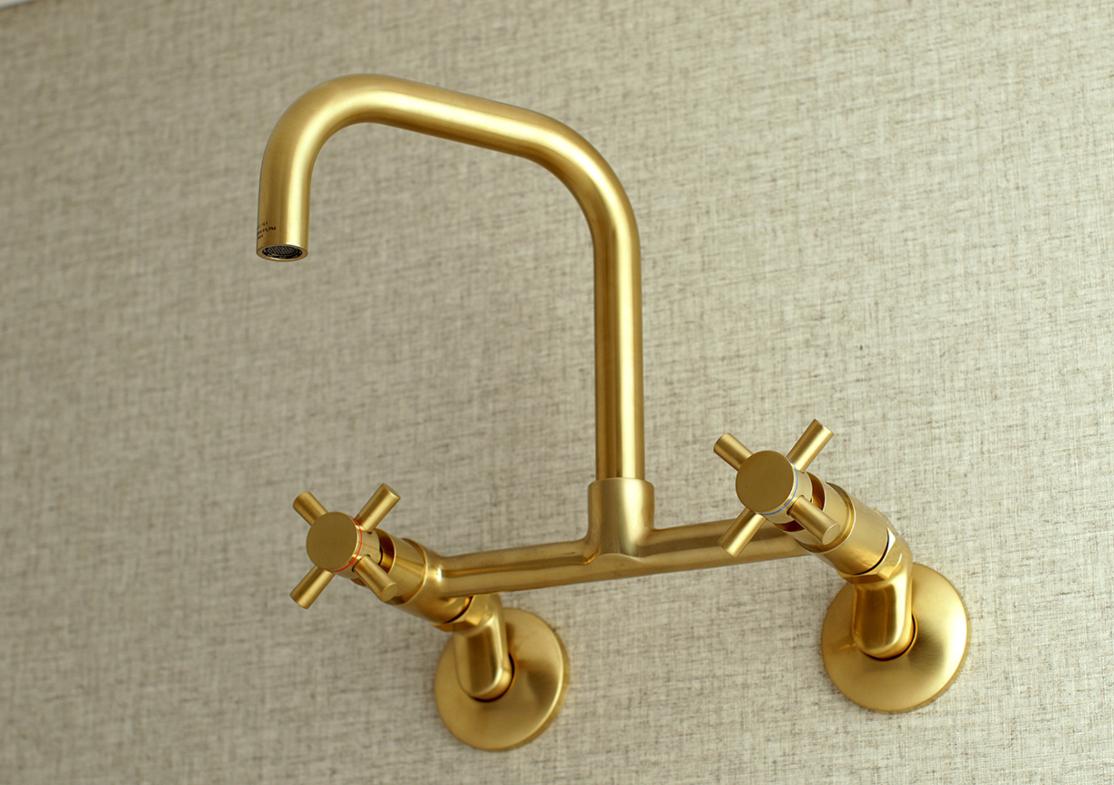 Concord Two Handle Wall Mount Bathroom Faucet - 2 Hole Deck Mount Sink Faucet for Bathroom Vanity, Powder Room & Utility Sink (Brushed Nickel Finish)
