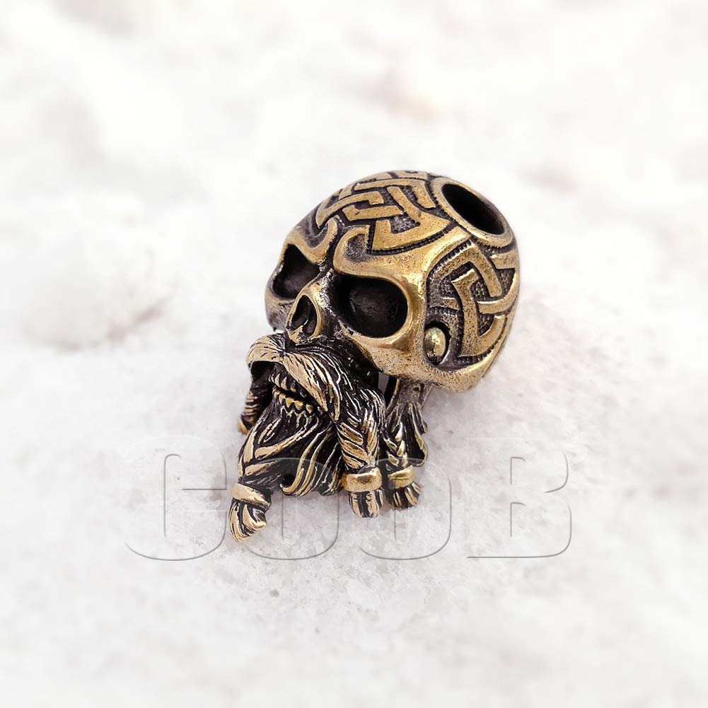 Viking Skull Paracord Bead - Handmade Metal Pendant for EDC & Knife Lanyards - Outdoor Survival Gear