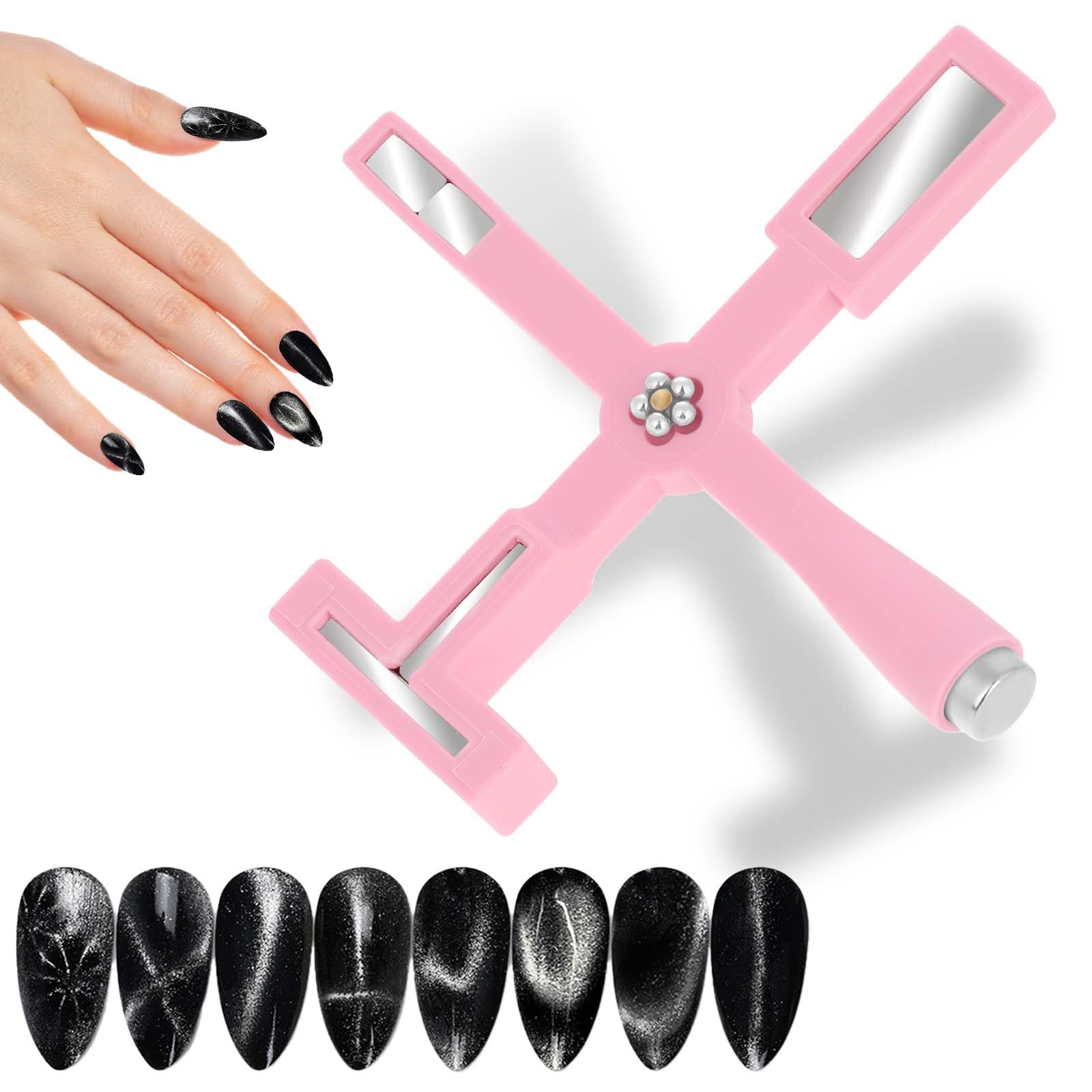 5-in-1 Multi-Function Nail Art Magnet Tool - Cat Eye Nail Design Magnet for Salon & Home Manicure | Professional DIY Nail Art Accessories for Stunning Gel Polish Effects (Pink) | Perfect for Nail Salons, Home Manicures & Creative Nail Art Designs