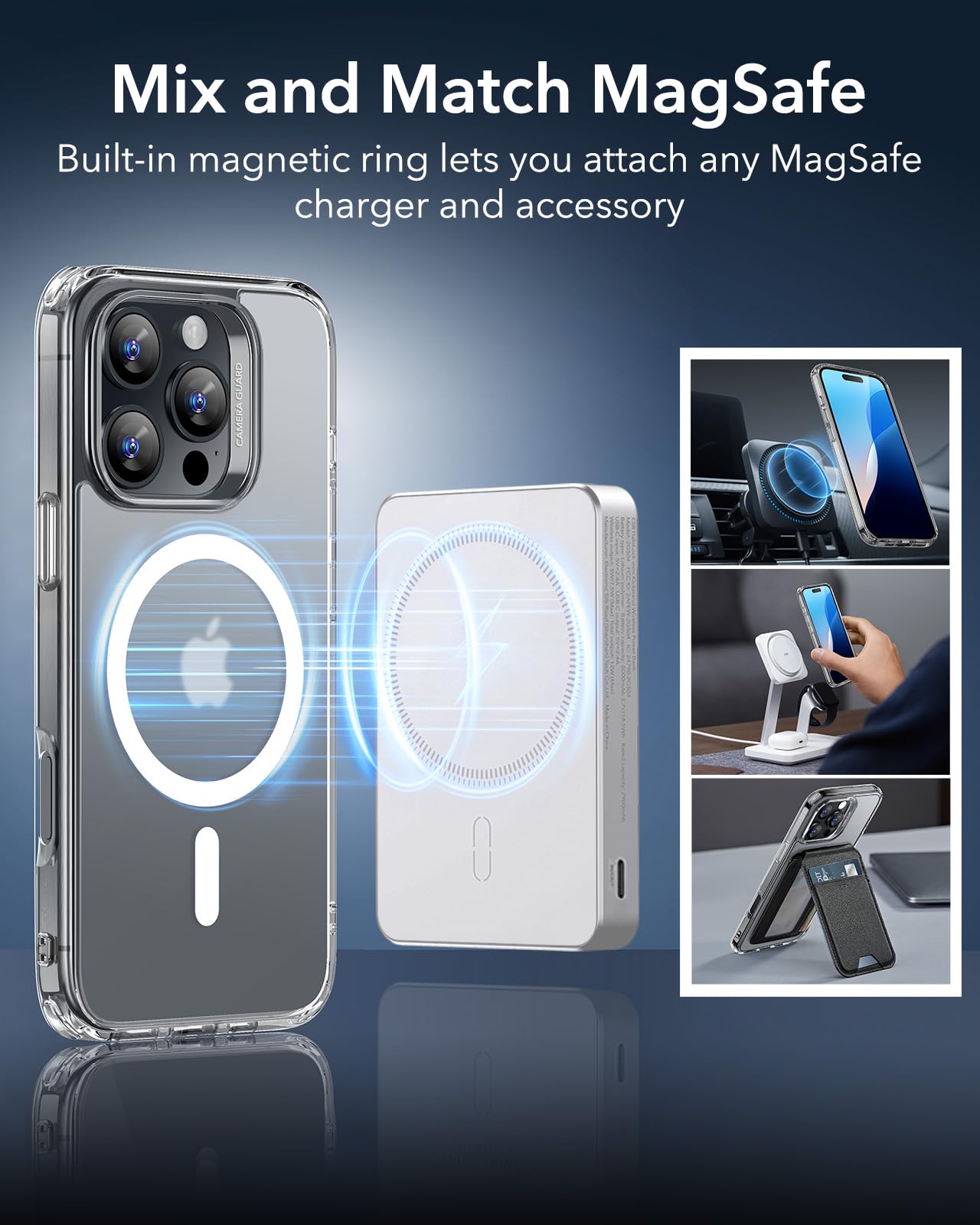 ESR Magnetic Phone Case for iPhone 16 Pro Max - Military-Grade Shockproof Protection, MagSafe Compatible, Frosted Clear Hybrid Case (HaloLock) | Perfect for Everyday Use, Travel & Outdoor Activities