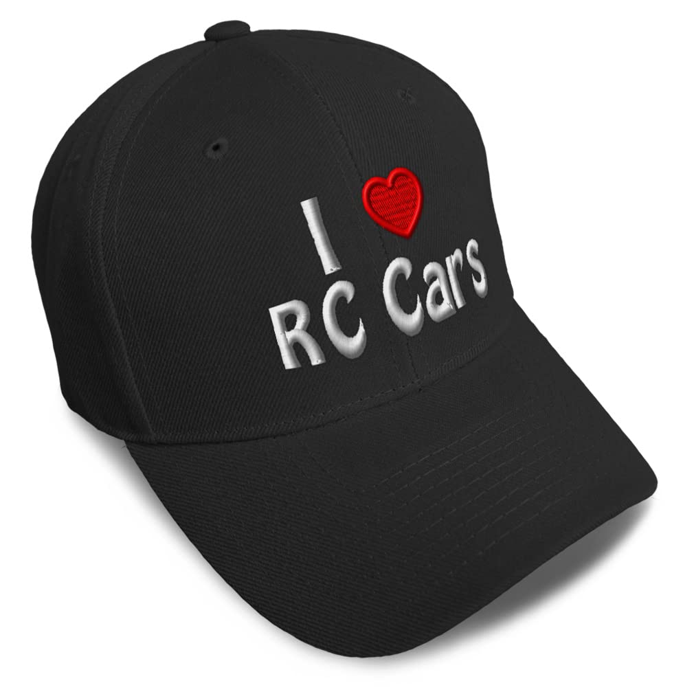 Red Heart Baseball Cap for RC Car Lovers - Acrylic Dad Hat for Men & Women (Black Design) - Perfect for Hobby Enthusiasts & Casual Wear