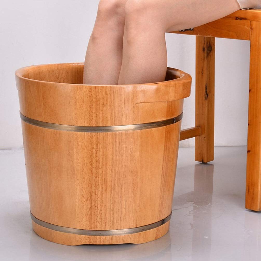NUBAOzy Wooden Foot Bath Massager - Natural Wood Foot Spa Tub with Sauna Infusion for Relaxation & Detox - Perfect for Home Use, Pedicure, and Aromatherapy