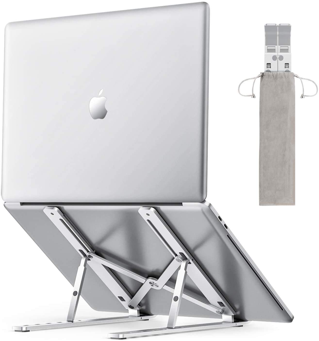 Adjustable & Foldable Aluminum Laptop Stand for Desk - Portable Ergonomic Computer Riser for MacBook, Air, Pro - Perfect for Home Office, Gaming & Travel Use