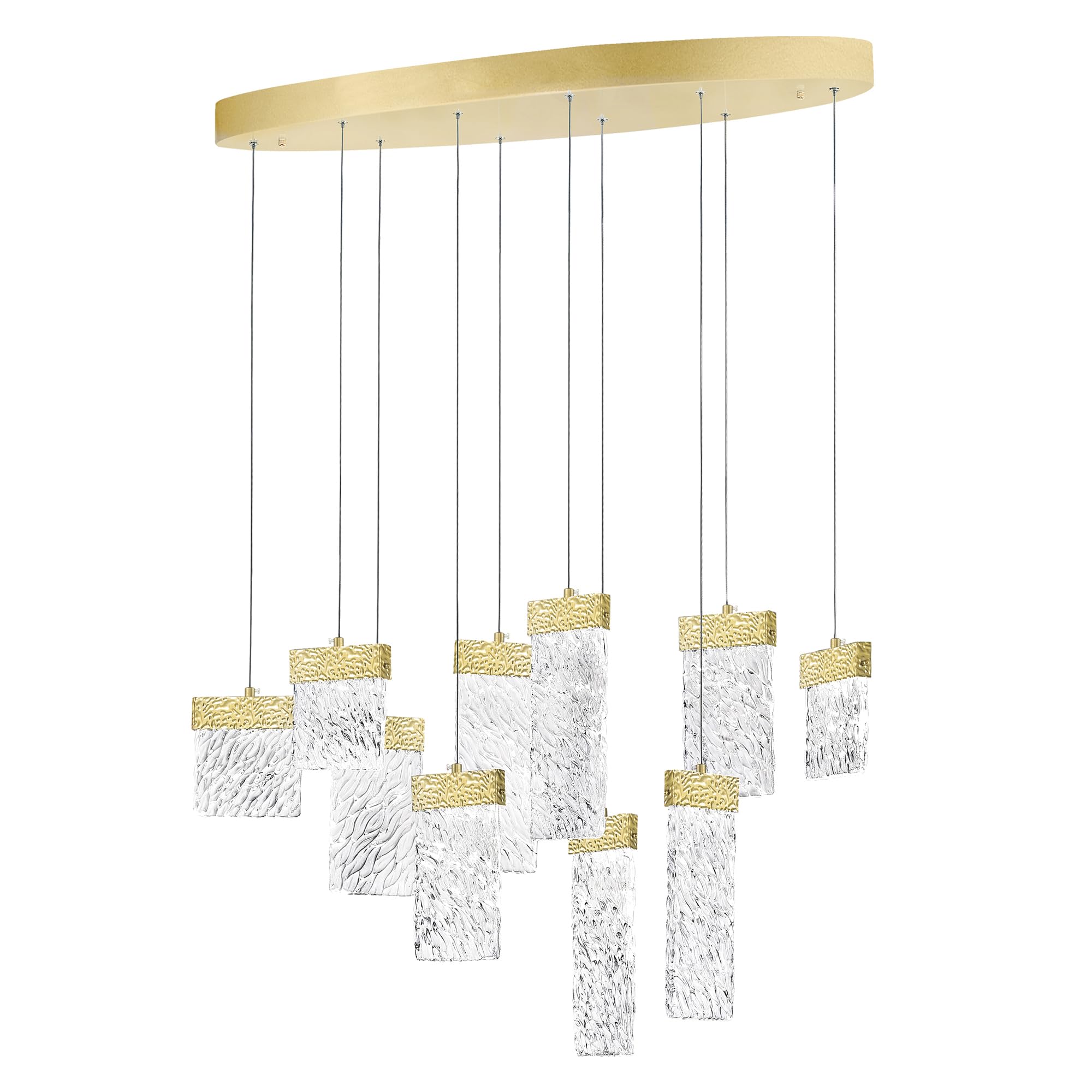 CWI Lighting Carolina LED Chandelier with Gold Leaf Finish - Modern Crystal Ceiling Light Fixture for Dining Room, Bedroom, Living Room & Foyer Decor