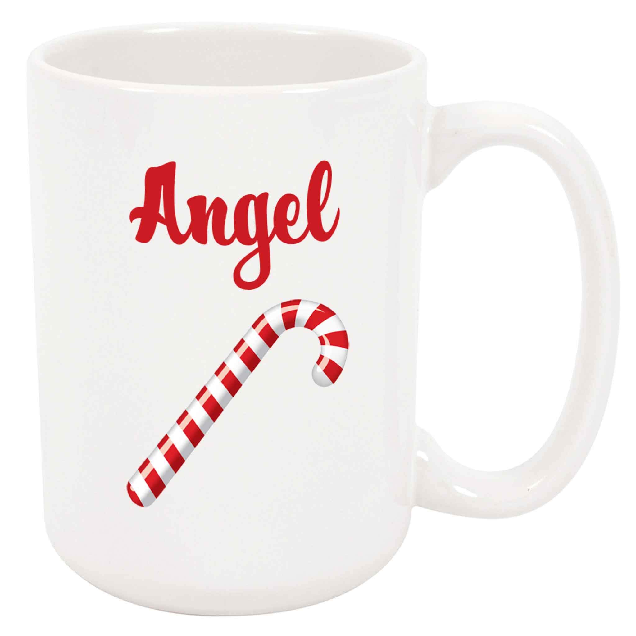Angel Candy Cane Coffee Mug - Christmas Themed Ceramic Cup for Hot Drinks - Perfect for Holiday Gifts, Office Use & Cozy Winter Mornings