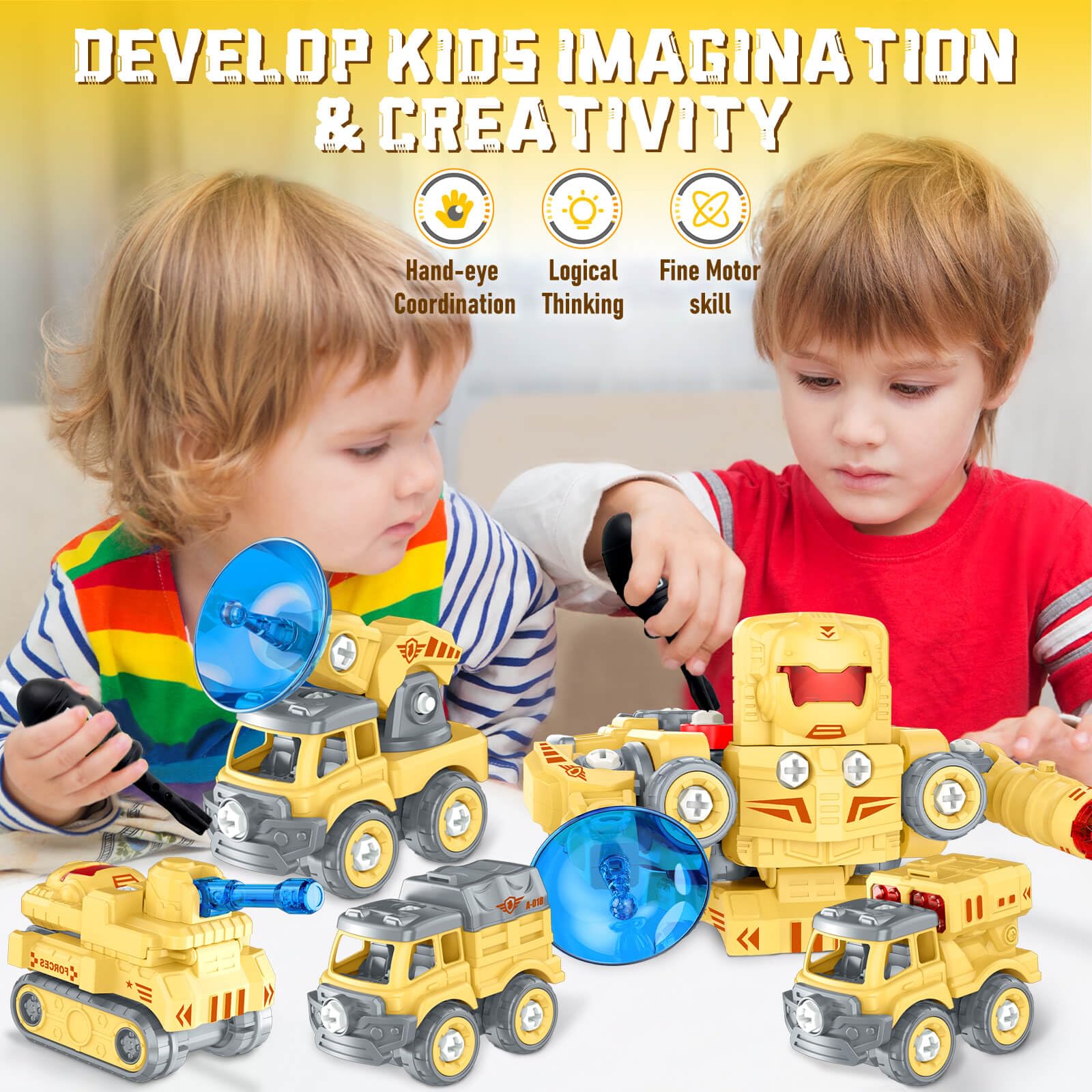 STEM Transforming Robot Car Toys for Kids Ages 5-8 | Educational Vehicle Truck Toys for Boys & Girls | Perfect Birthday Gift for 5-7 Year Olds | Fun Learning & Playtime Activity