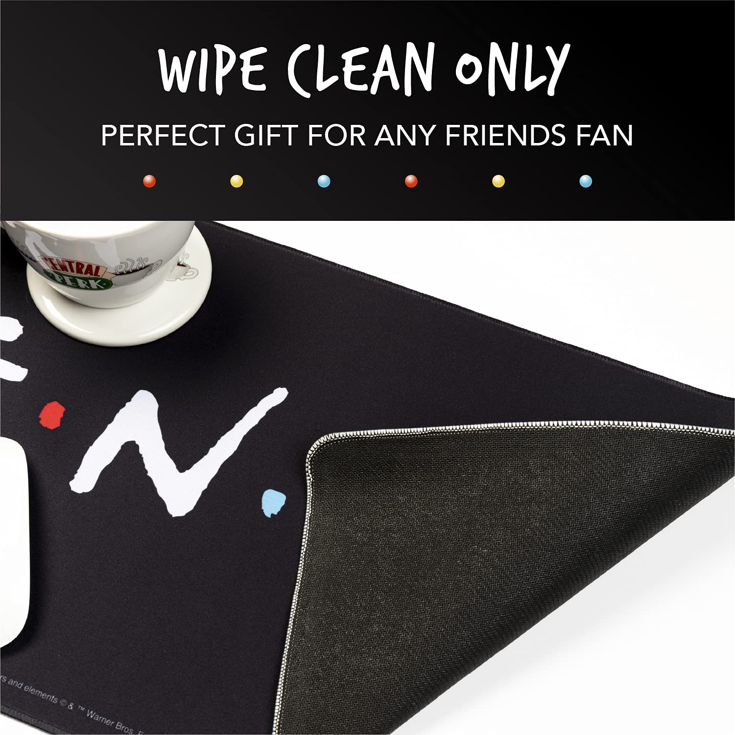 Paladone Friends TV Show Logo Desk Mat 40x80cm - Non-Slip Office Desk Blotter & Laptop Mat for Work & Home - White Large Mouse Pad - Perfect for Office Setup, Gaming & Study (PP8827FR)