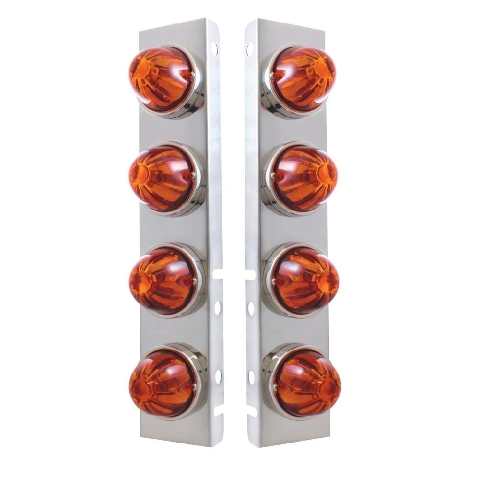 United Pacific 30983 Stainless Steel Air Cleaner Light Bar with Bracket - Dark Amber Lens & Incandescent Marker Light for Peterbilt Trucks | Heavy-Duty Truck Lighting Upgrade for Nighttime Visibility & Safety
