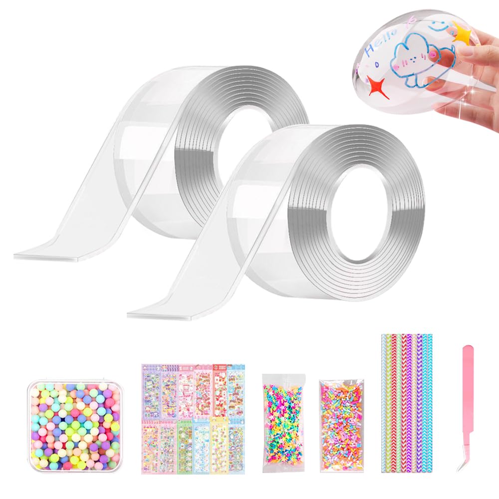 Nano Tape Bubble Kit - Magic Bubble Tape DIY Craft Set with Straws & Glitter for Kids | Make Handmade Balls, Party Favors & Sensory Play Activities