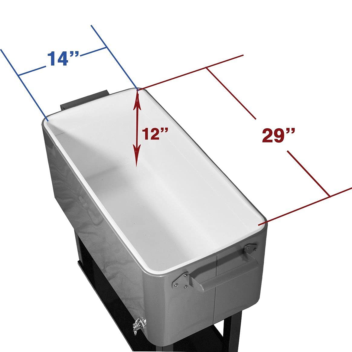 80 Quart Rolling Patio Cooler with Wheels, Shelf & Bottle Opener - Portable Iron Ice Chest for Outdoor Parties, Camping & Beach Adventures