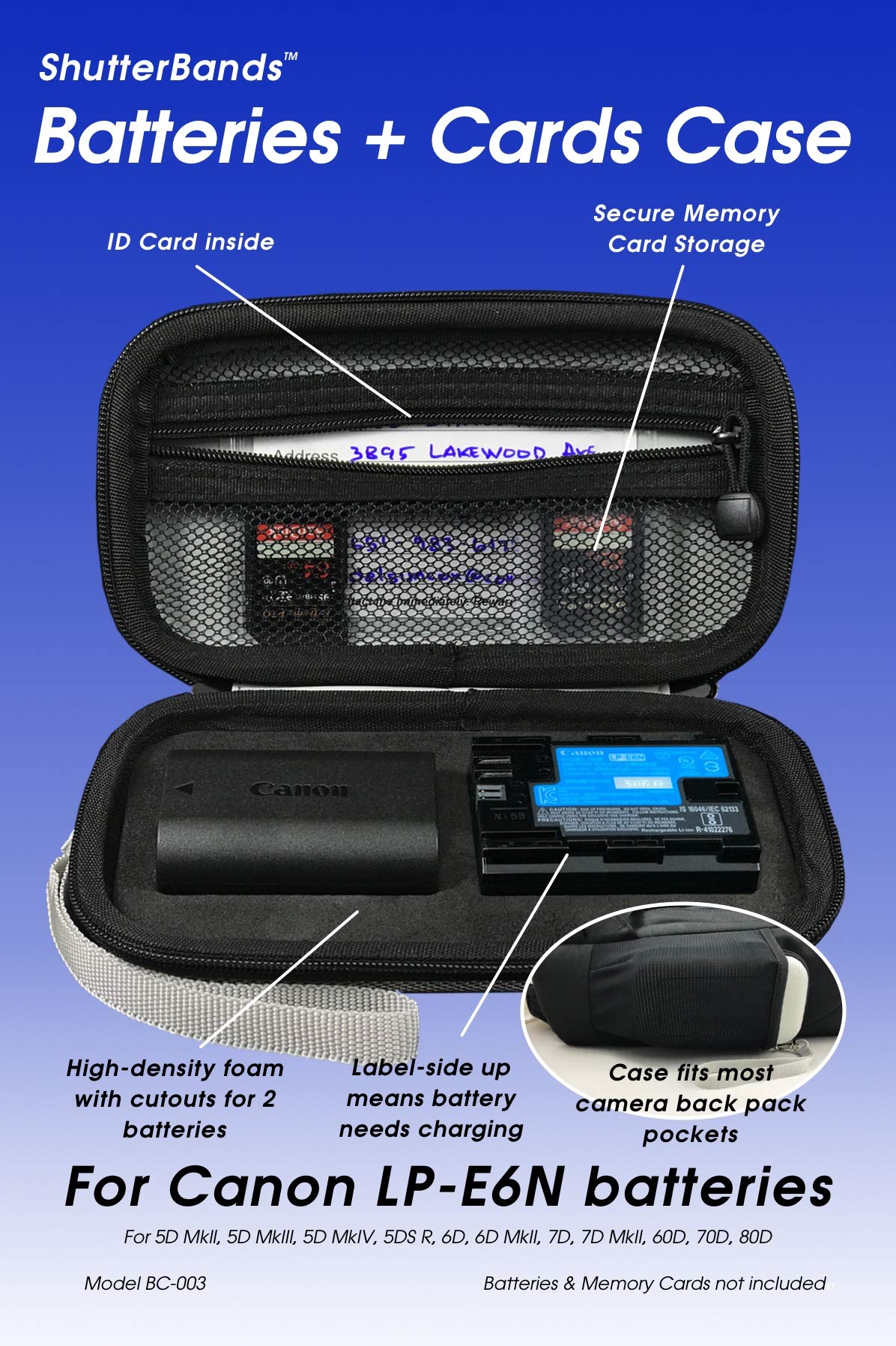 Canon LP-E6N Battery & Memory Card Case - Durable Blue Storage Holder for Travel, Photography, and Outdoor Adventures