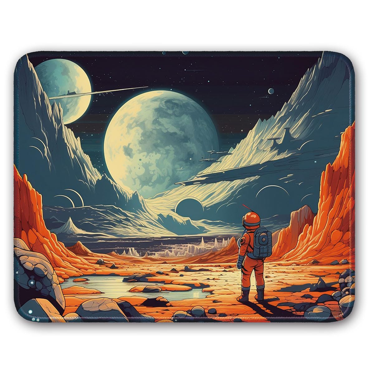 Space Themed Gaming Mouse Pad - Vibrant Color Non-Slip Cloth Surface (26x21cm) for Laptop & PC Gamers | Perfect for Office, Home & Esports