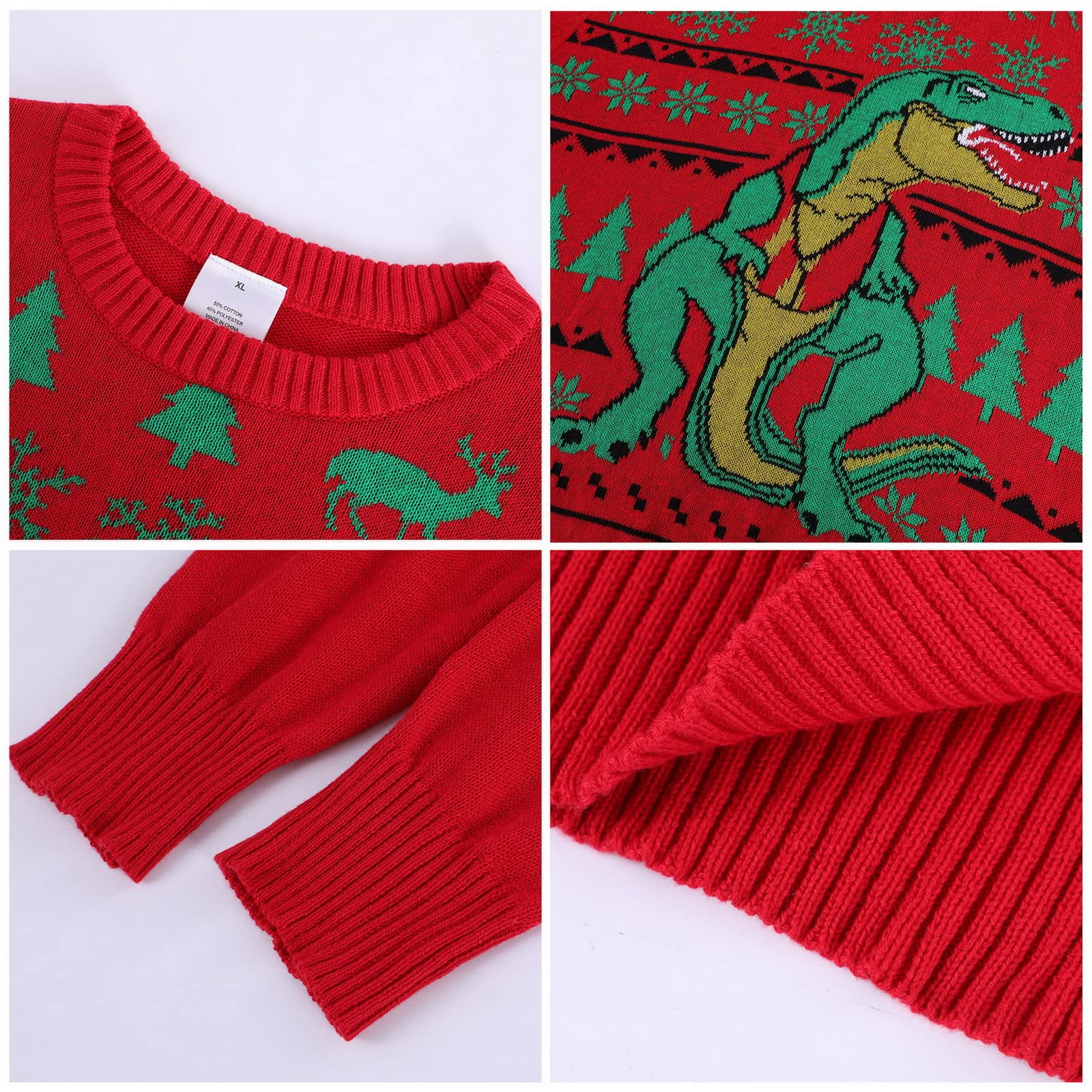 Dinosaur Christmas Sweaters - Family Matching Holiday Pullover for Parties & Festivals
