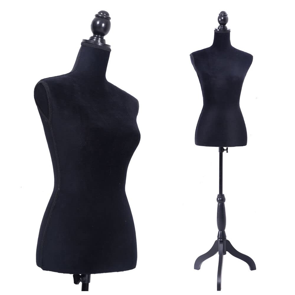 Adjustable Female Dress Form Mannequin 60-67 Inch Height - Black Torso Manikin with Tripod Stand for Sewing, Jewelry Display & Shop Clothing Presentation | Perfect for Tailors, Fashion Designers & Boutique Displays