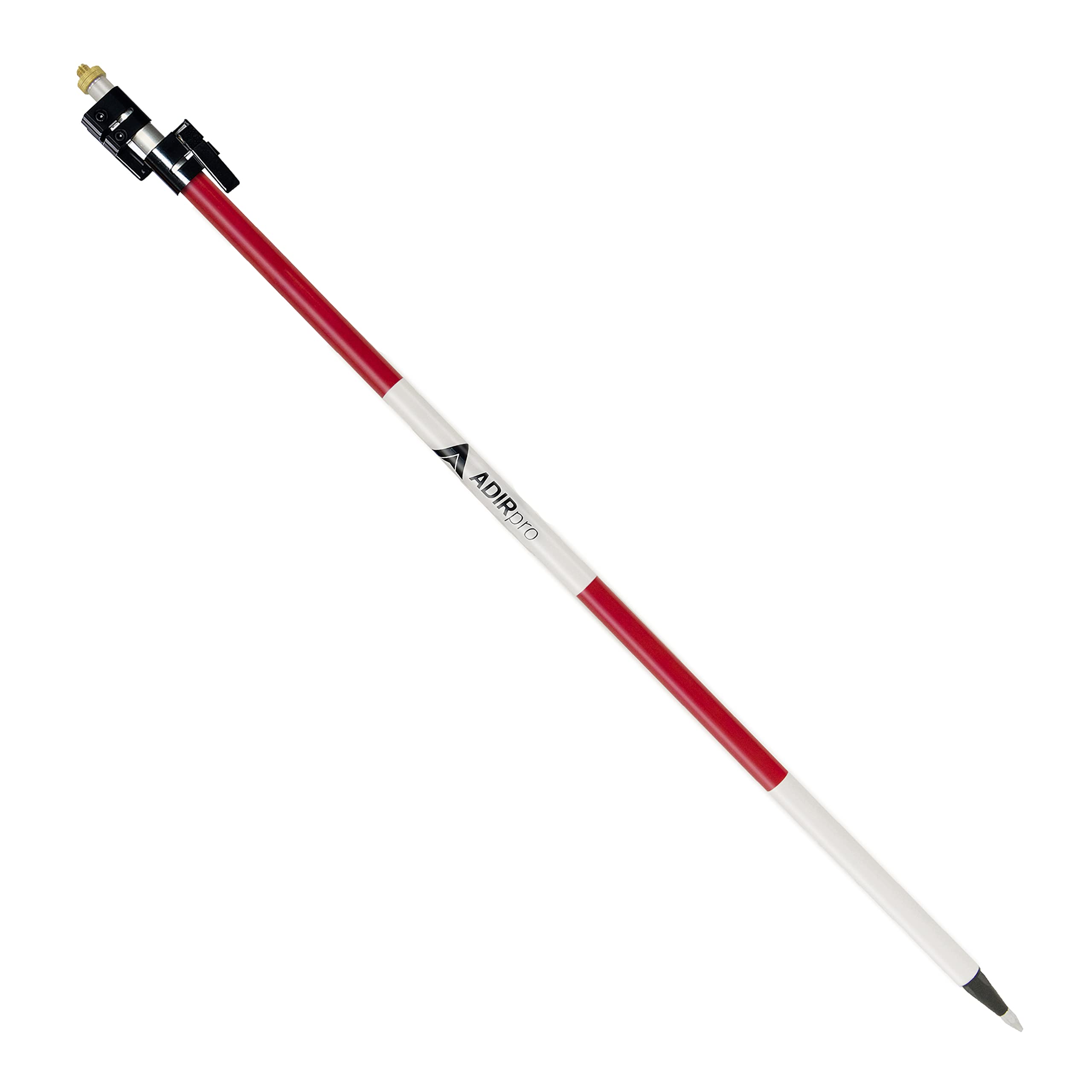 AdirPro 12' Telescopic Aluminum Prism Pole (3.7m) - Lightweight GPS Surveying Rod with Quick Release Clamp & Adjustable Tip - Metric Graduation for GNSS Instruments & Prisms - Perfect for Land Surveying, Construction Layout, and GIS Mapping
