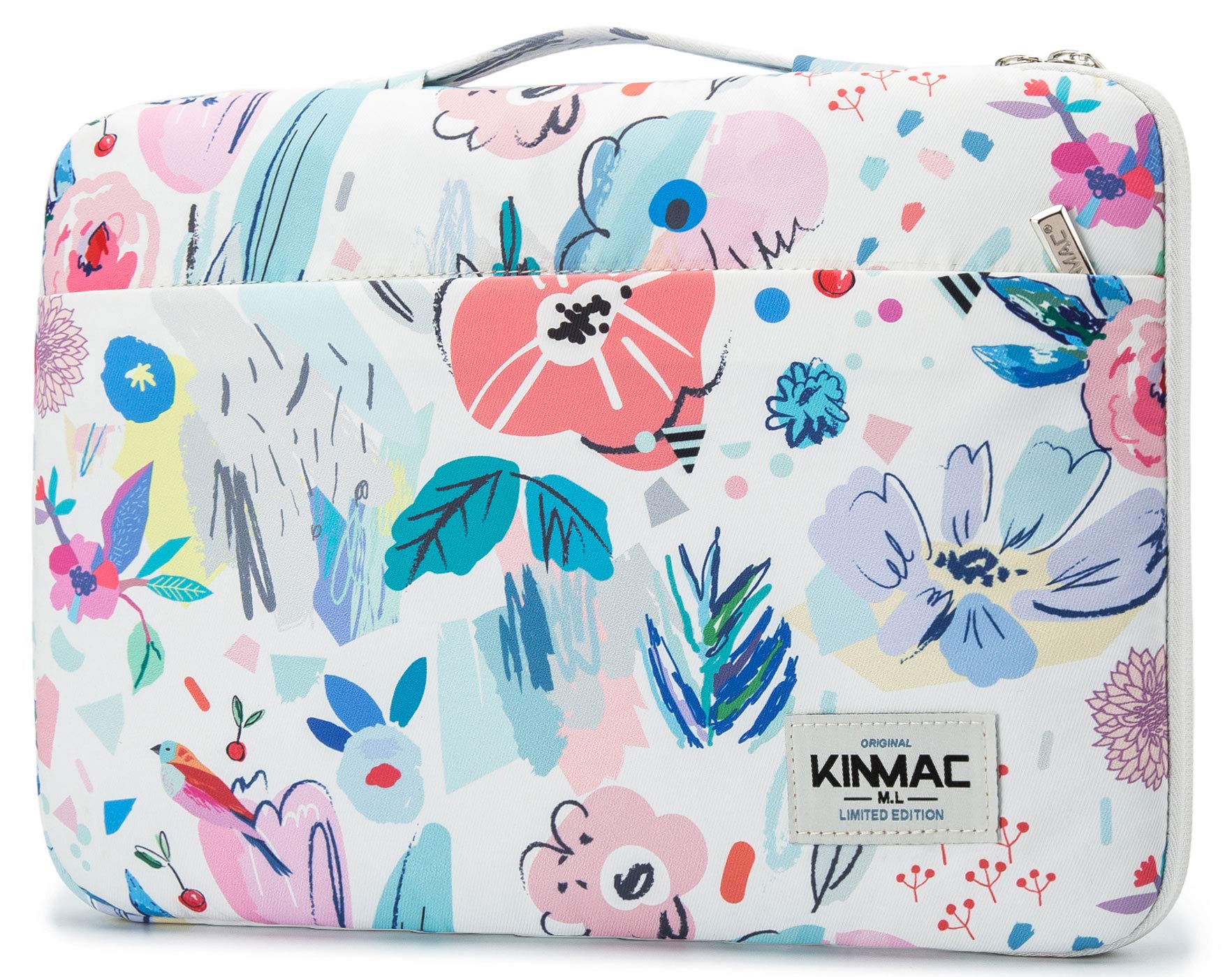 360° Protective Waterproof Laptop Sleeve Case for MacBook Pro 16 & 15-15.6 Inch Laptops - Shockproof Handle Bag with Stylish Floral Design | Perfect for Travel, Office & School Use