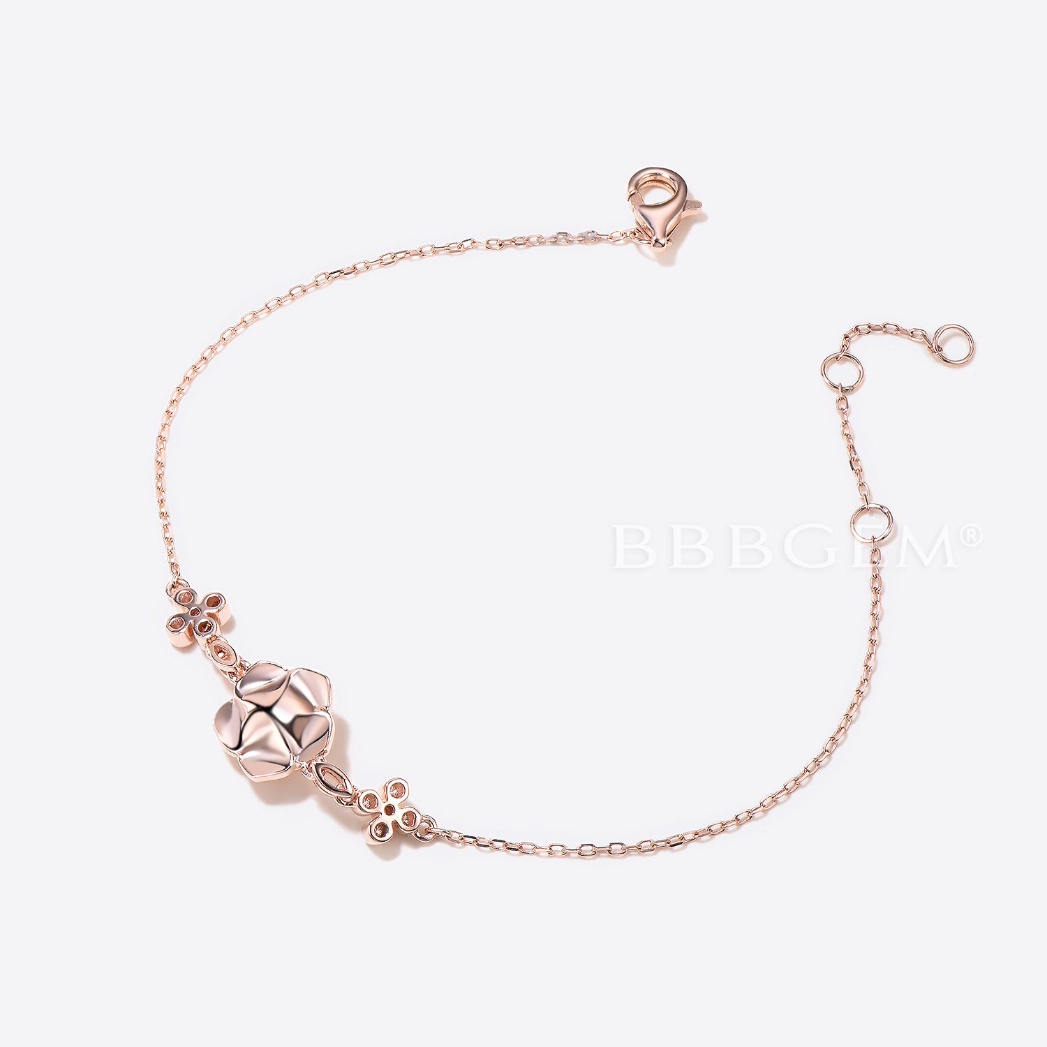18K Rose Gold Diamond Rose Bracelet - Nature Inspired Floral Bracelet for Women, Elegant Jewelry Gift for Anniversary, Valentine's Day & Special Occasions
