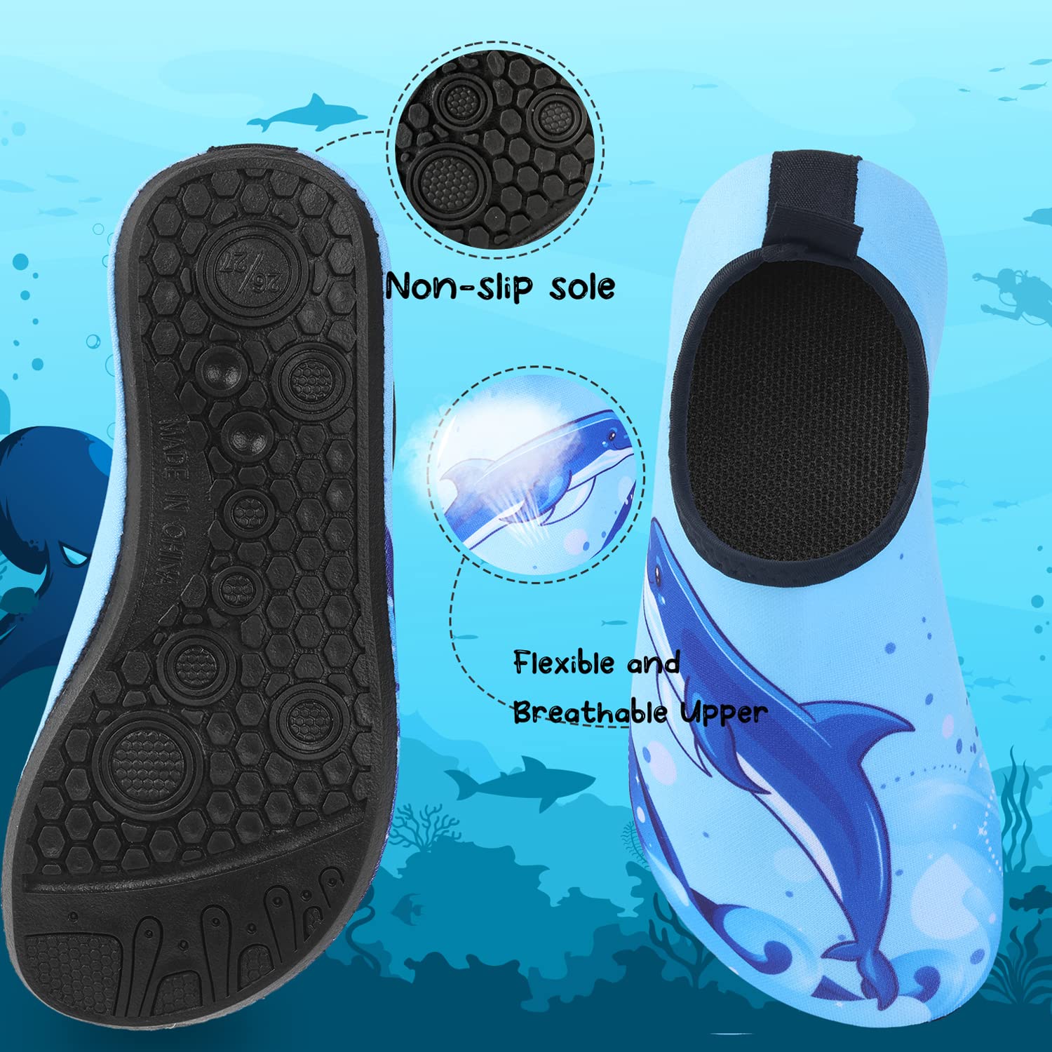 **Non-Slip Quick-Dry Kids Swim Water Shoes for Boys & Girls – Toddler Beach Aqua Socks for Outdoor Sports, Swimming & Water Play**    *(Perfect for Beach Trips, Pool Parties, Water Parks & Summer Adventures)*