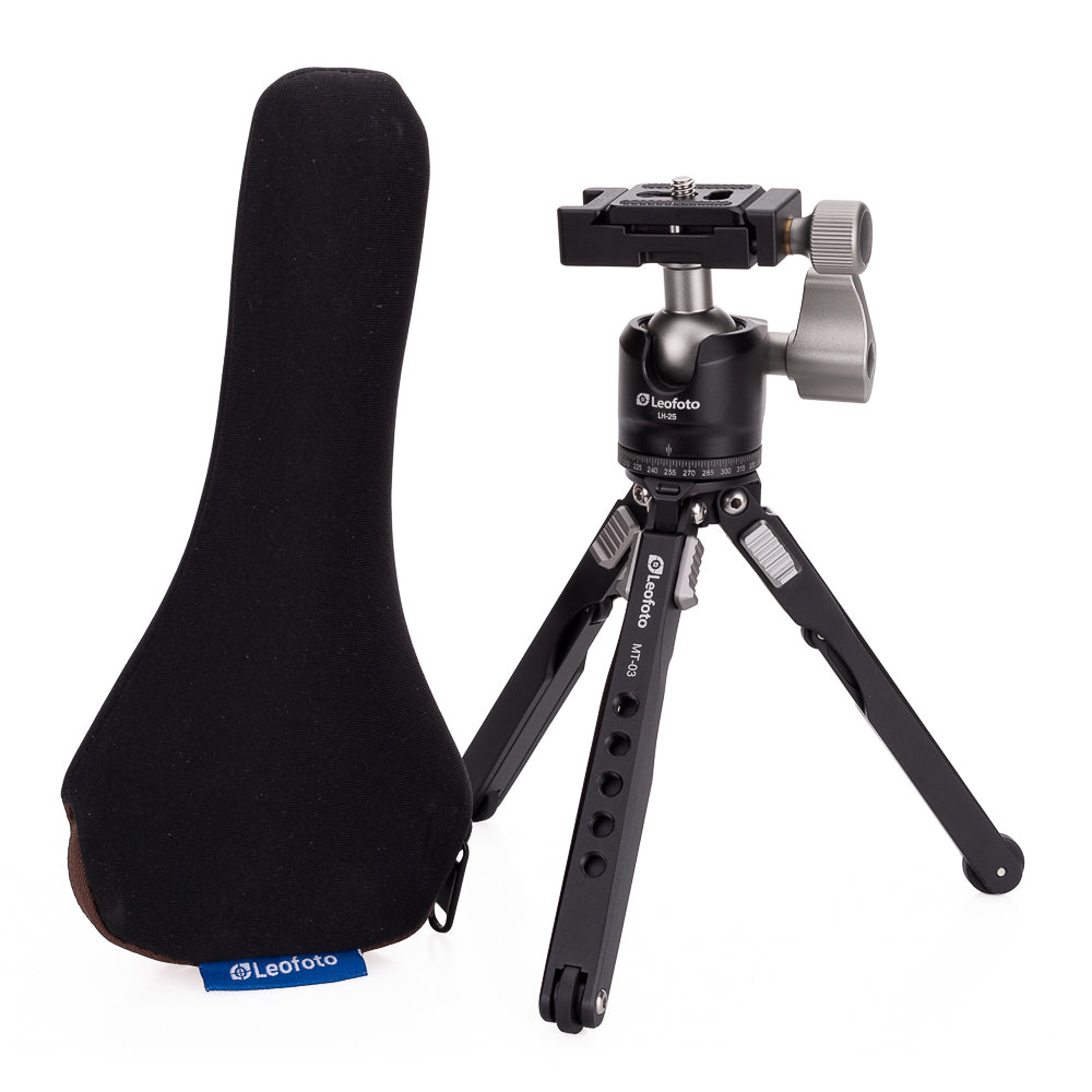 Leofoto MT-03 Compact Table Top Tripod with LH-25 Ball Head - Lightweight Aluminum Travel Tripod for DSLR & Mirrorless Cameras - Perfect for Vlogging, Photography & Desktop Shooting
