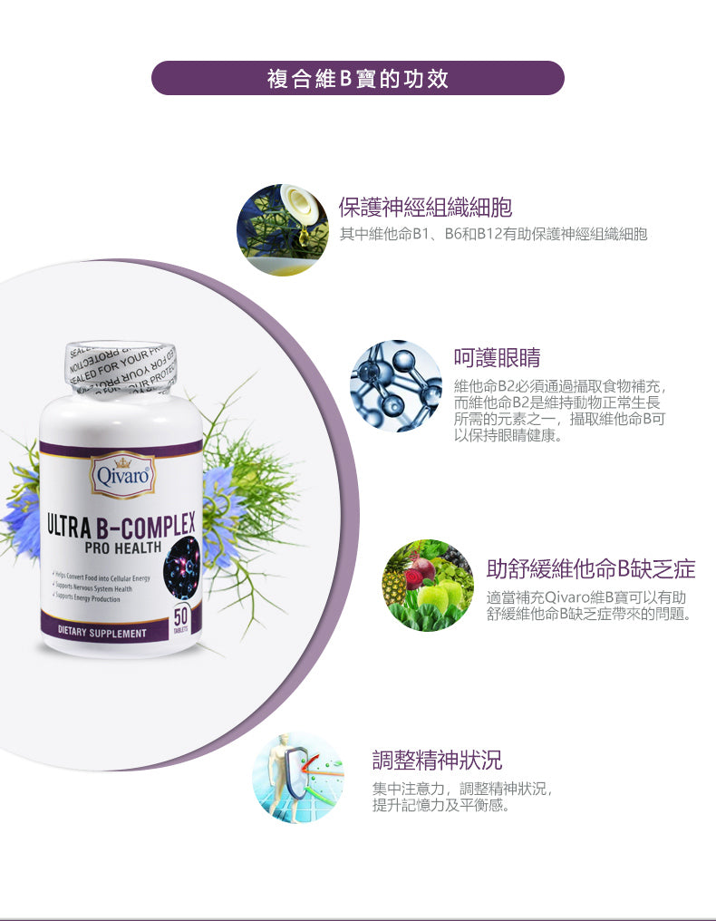 QIH13 Ultra B Complex Vitamin Supplement - 3 in 1 Combo Pack for Energy Boost, Immune Support & Stress Relief | Perfect for Daily Wellness, Active Lifestyles & Office Workers