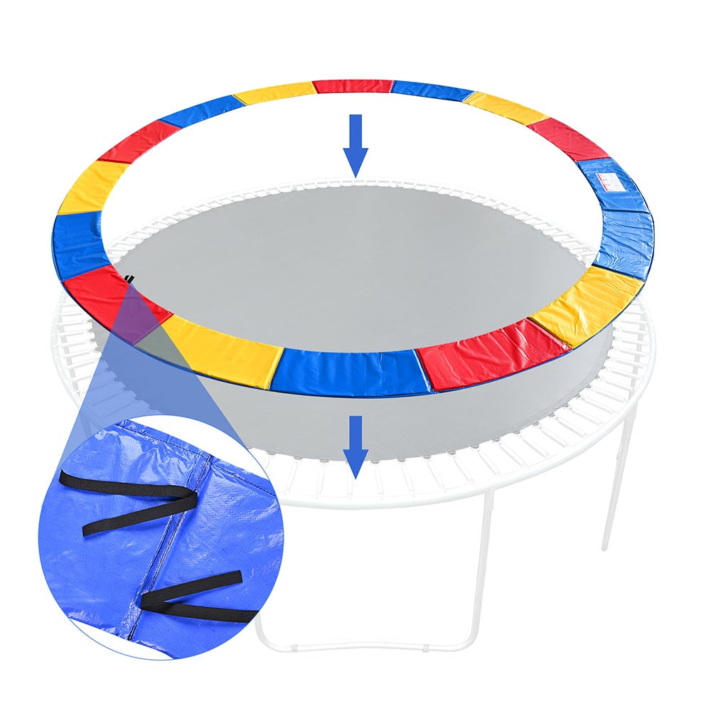 15 ft Trampoline Pad Replacement - Durable Spring Cover with Rainbow Design for Outdoor Safety | Perfect for Backyard, Park, and Playground Use
