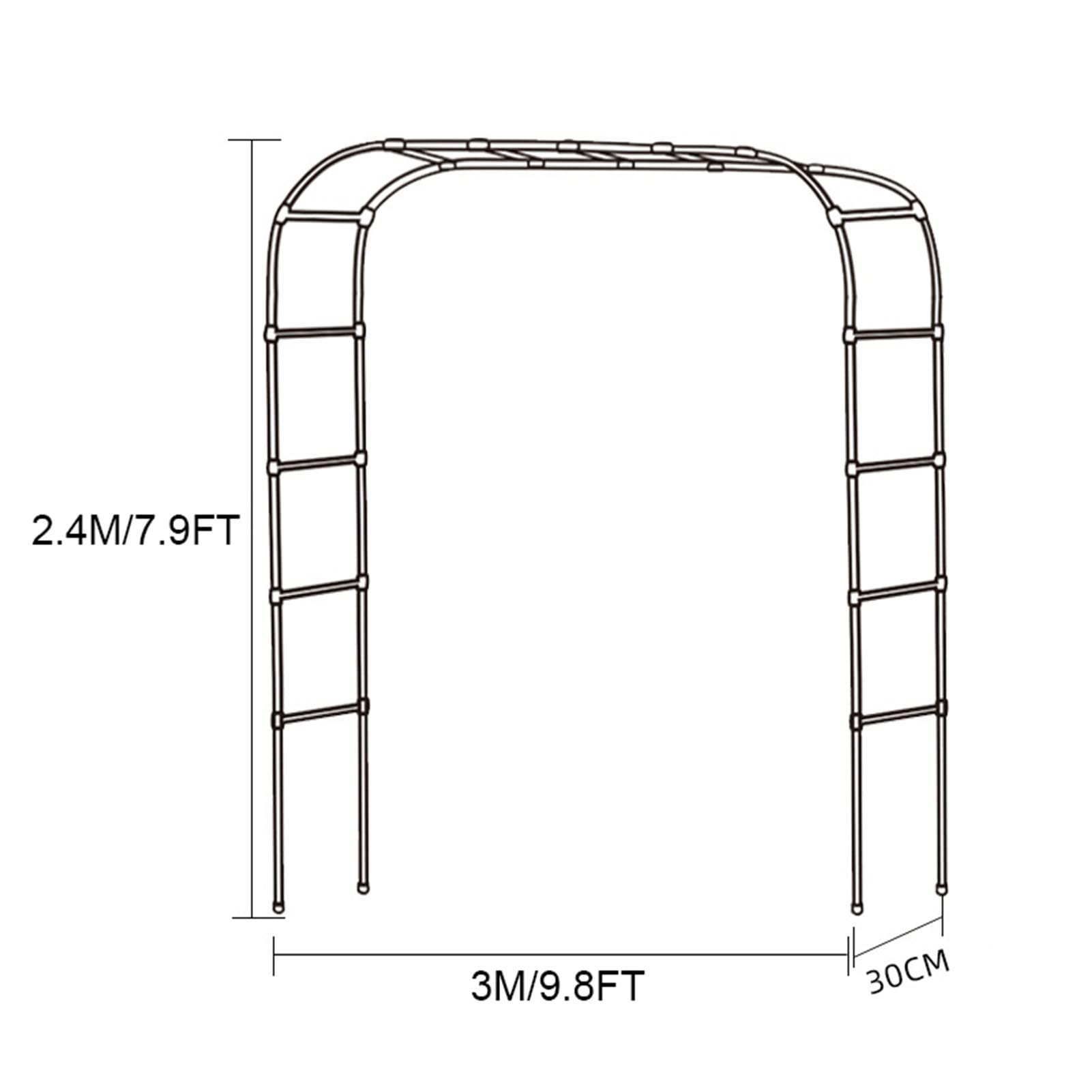 Black Round Top Garden Arch - 9.8x7.9FT Metal Wedding Arbor for Climbing Plants, Vines & Flowers | Outdoor Patio Decor, Bridal Party Backdrop & Garden Trellis | Perfect for Weddings, Vine Support & Backyard Landscaping