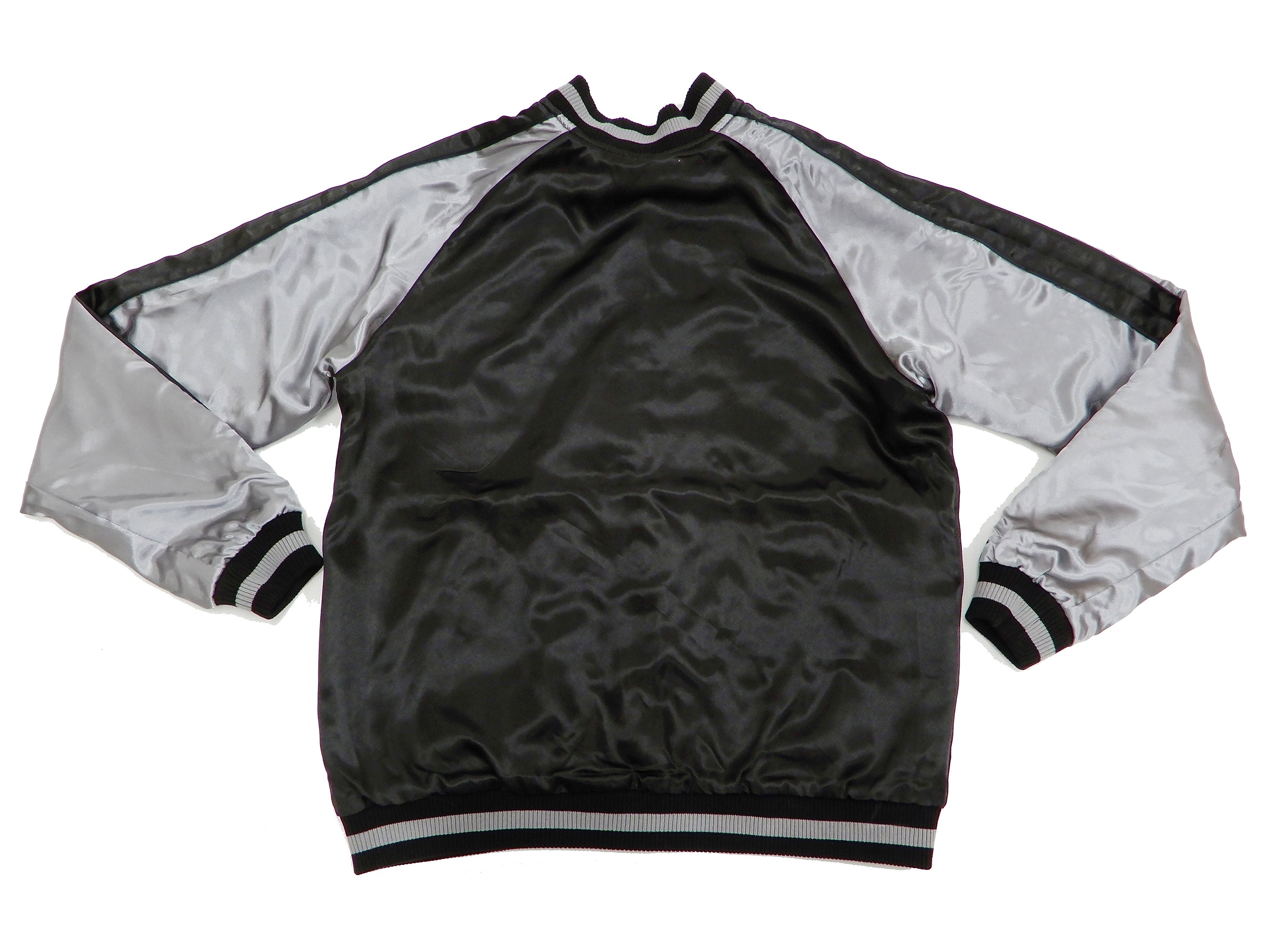 Japanese Souvenir Jacket for Men - Goldfish Embroidery Sukajan Bomber Jacket (Black/Gray) | Vintage Asian Streetwear | Perfect for Casual Outfits, Cosplay & Festival Fashion