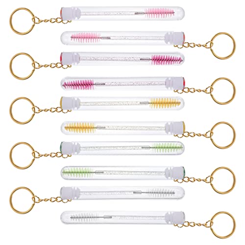 EXCLUZO 10-Piece Disposable Mascara Wands Set - Crystal Lash Mascara Brushes with Reusable Diamond Keychain | Empty Eyelash Brush Tubes for Women & Girls | Perfect for Makeup Kits, Salon Use, and Travel