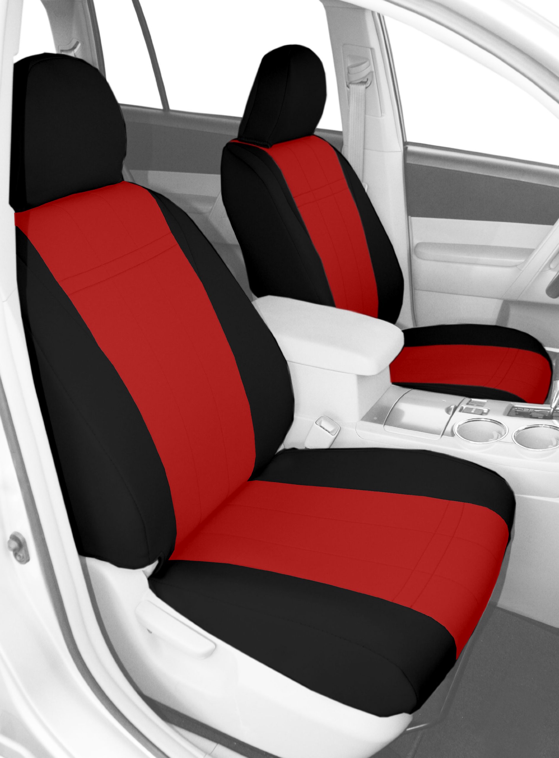 Premium Neoprene Seat Covers for 2006-2011 Dodge Dakota & Ram Dakota - Red with Black Trim | Waterproof, Non-Slip Front Bucket Seat Protectors | Perfect for Off-Roading, Camping & Daily Commute