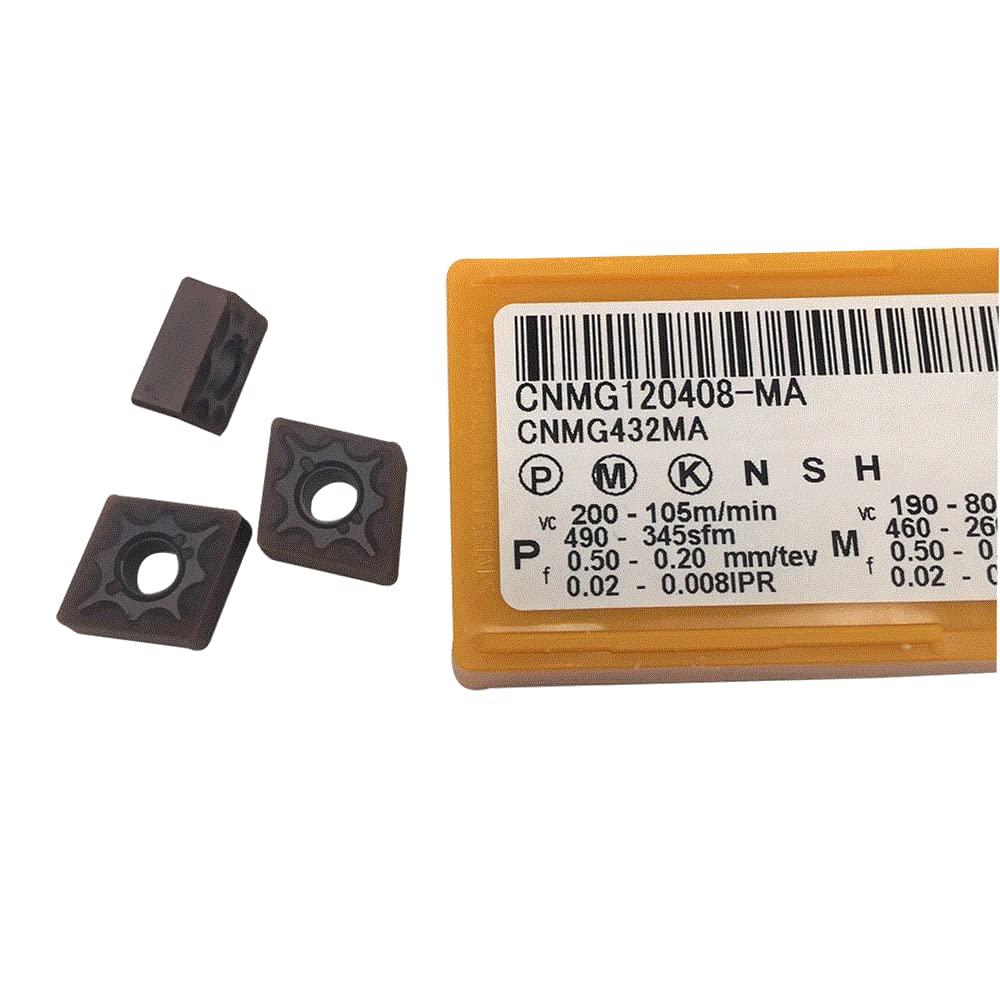CNMG432MA Carbide Turning Inserts for Steel, Stainless Steel & Cast Iron - Premium Cutting Tools for MCLNR/L Turning Tool Holders - Ideal for Lathe Machining, Metalworking & Industrial Manufacturing (CNMG432MA Bronze Coating)