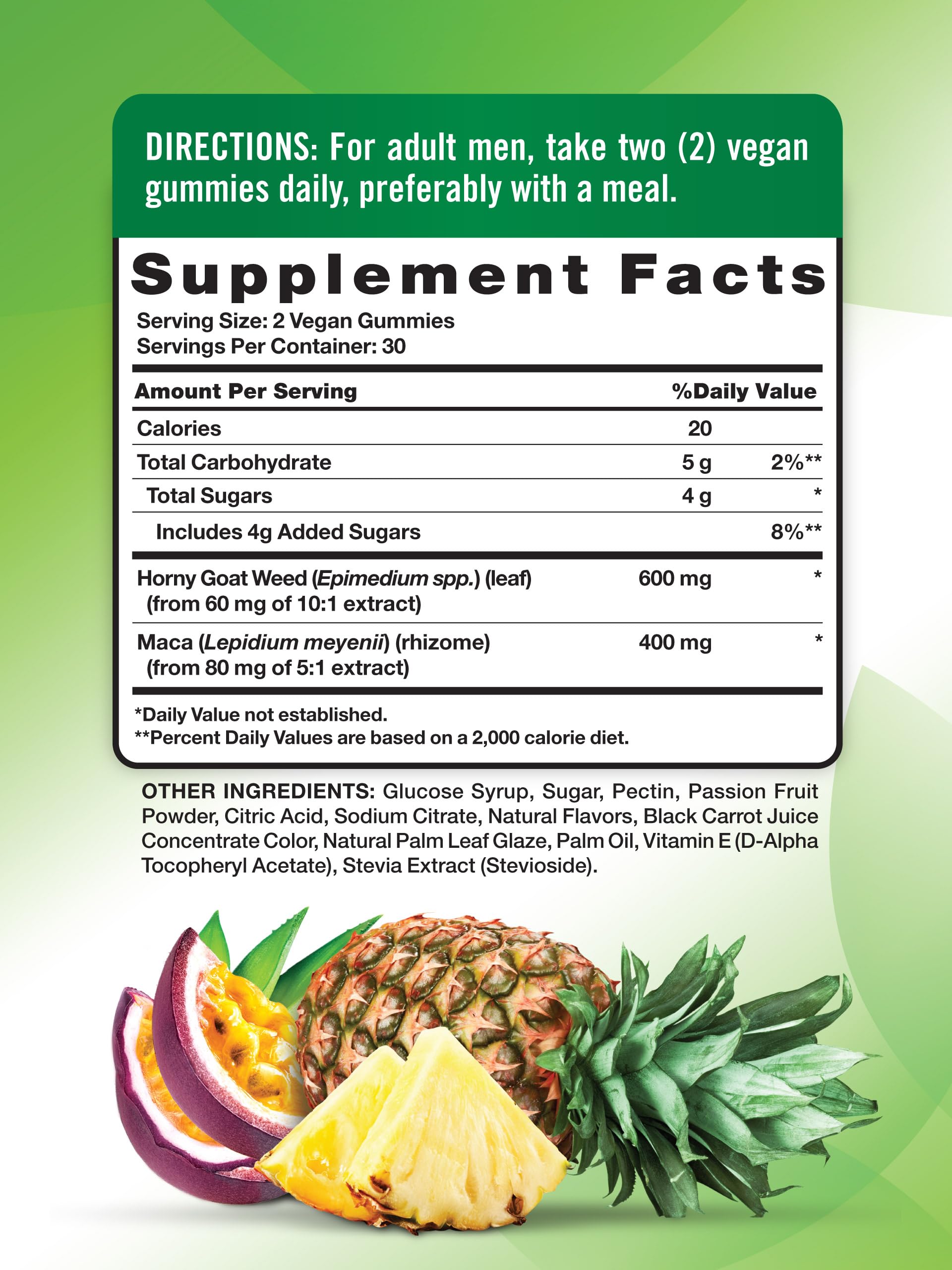 Nature's Truth Horny Goat Weed Gummies with Maca Root - 60 Count | Vegan, Non-GMO, Gluten Free Supplement for Men | Passion Punch Flavor | Natural Energy & Vitality Boost for Intimate Moments & Daily Wellness