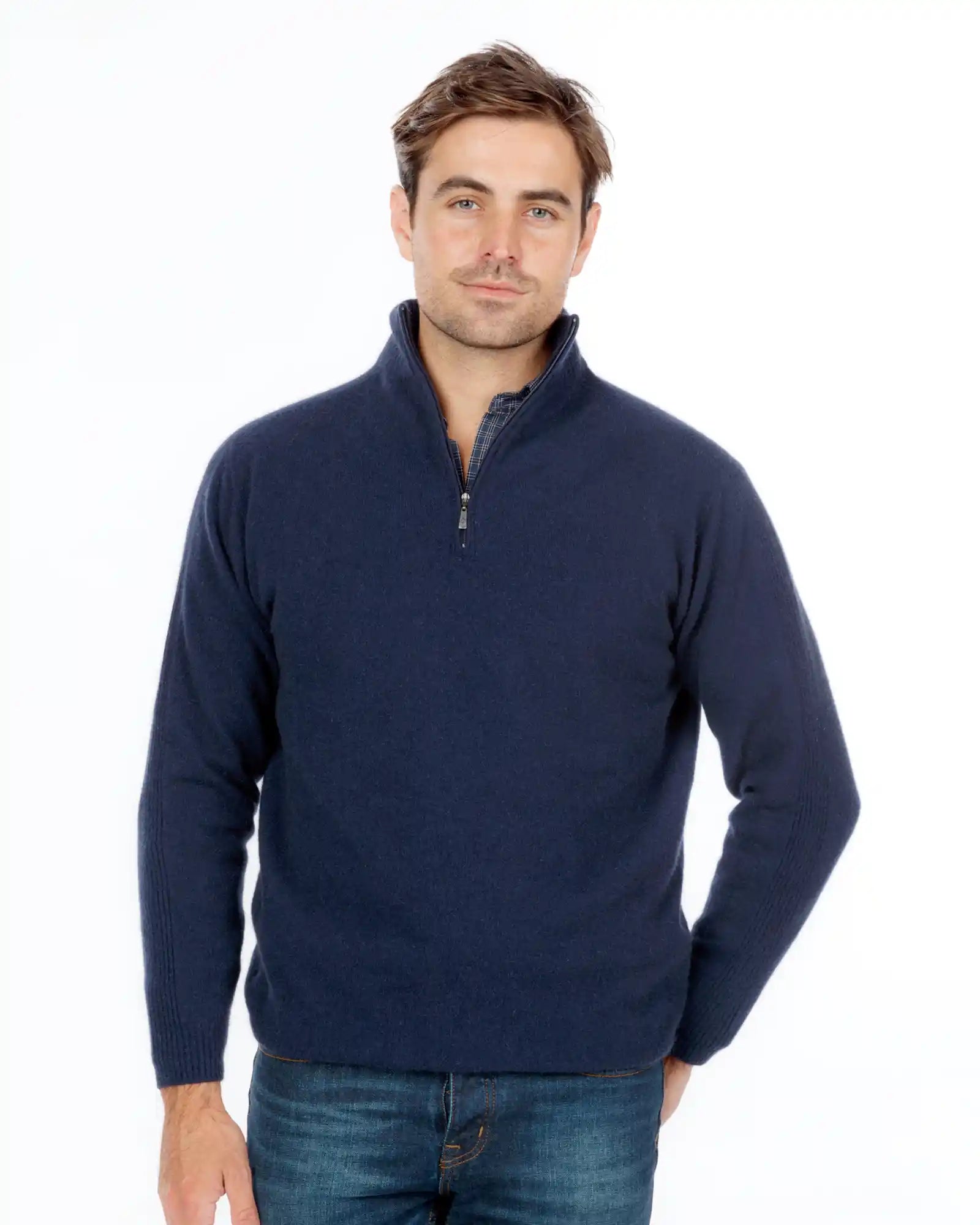 Twilight Blue Lightweight Half Zip Merino Wool Sweater for Men & Women - Soft & Breathable Outdoor Hiking & Casual Wear - NB336