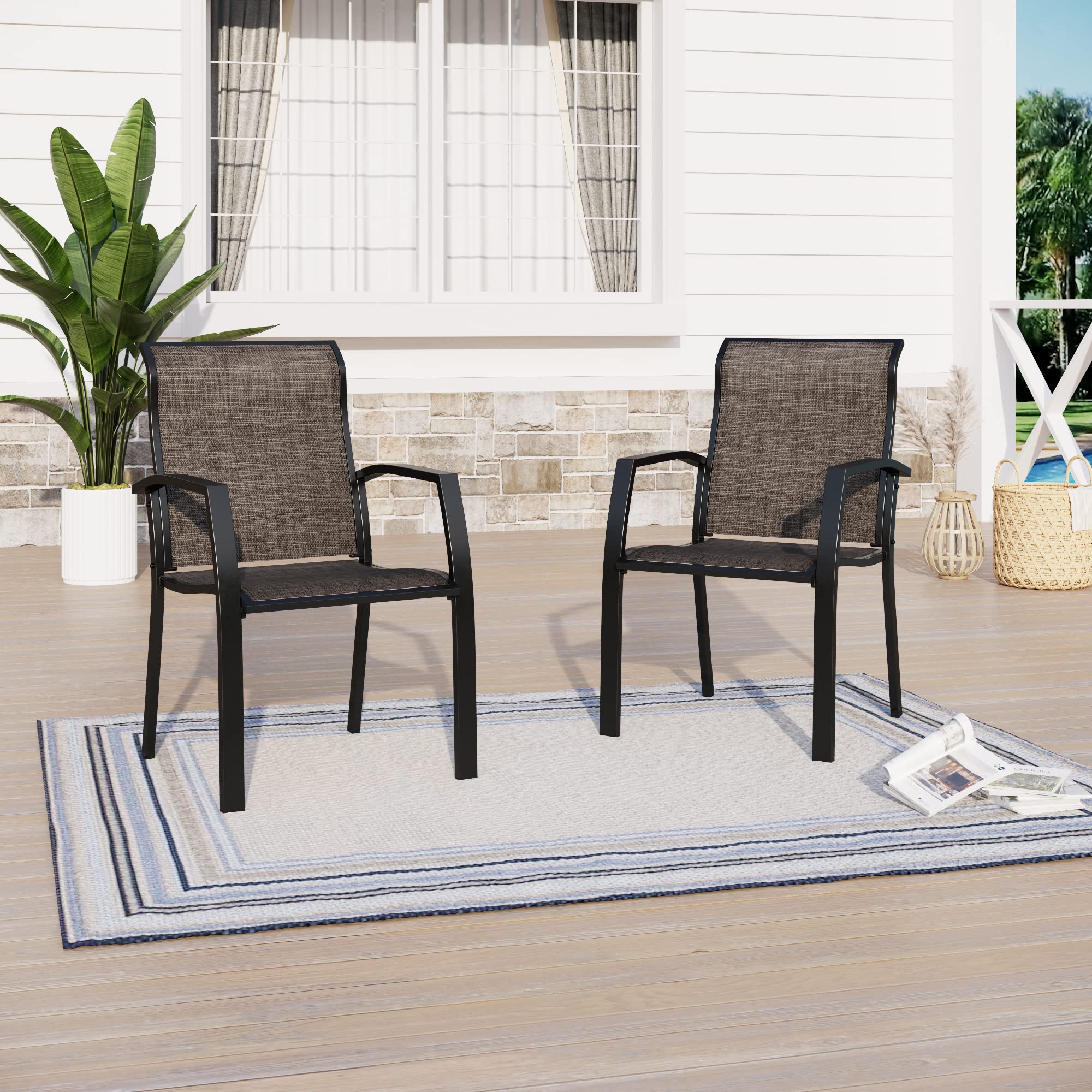 Sophia & William 4-Piece Aluminum Patio Dining Chairs Set - Lightweight Outdoor Chairs for Garden, Backyard, Poolside - All-Weather Resistant Furniture for Patio, Lawn & Outdoor Entertaining