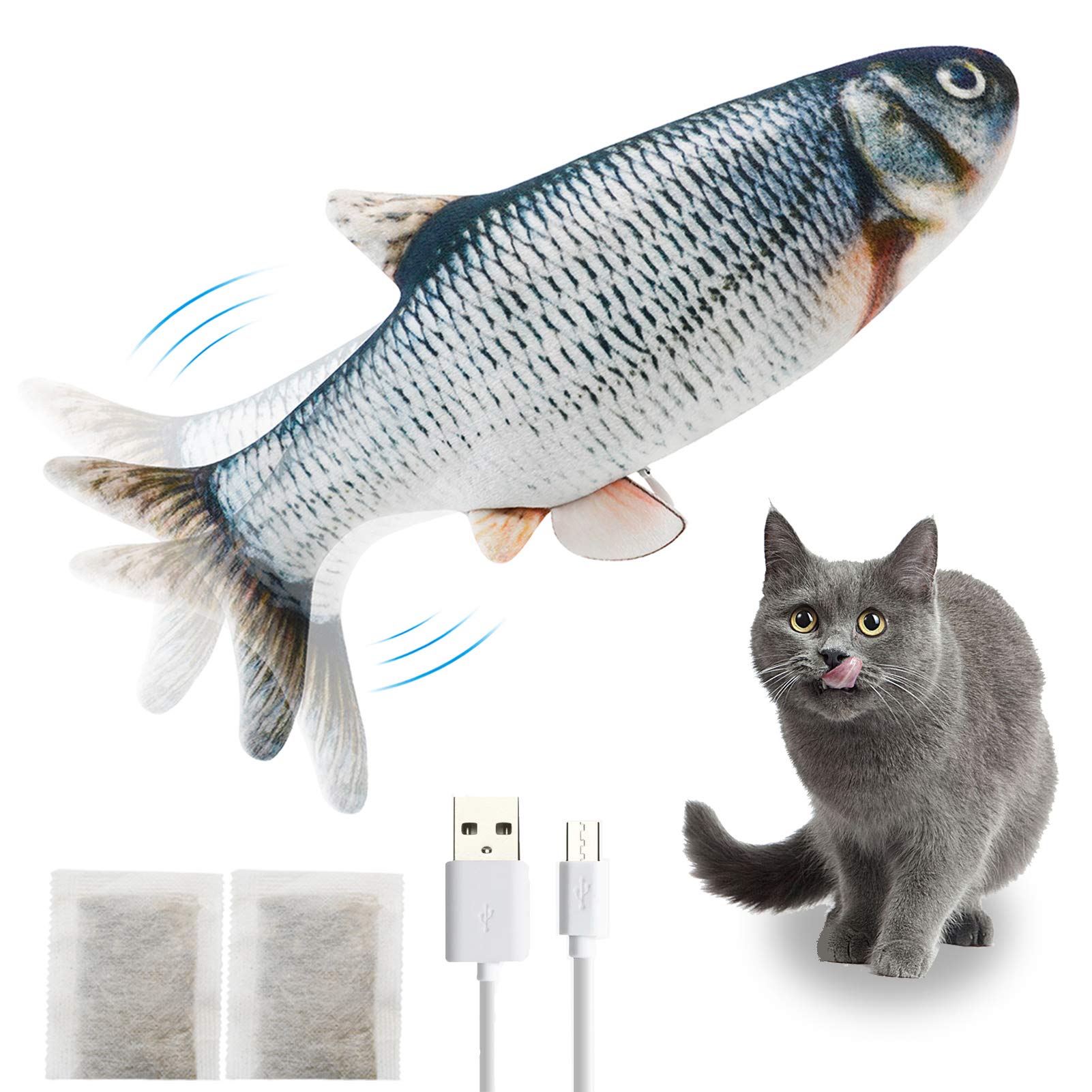 Dorakitten Interactive Catnip Fish Toy - Flopping Plush Motion Kitten Toy with Catnip for Biting, Kicking & Play - Perfect Indoor Playtime for Kittens & Adult Cats