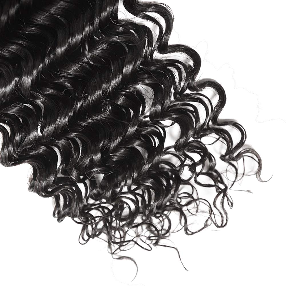 Brazilian Deep Wave Human Hair Bundles 10A Grade - Unprocessed Loose Deep Curly Weave Weft (16, 18, 20 Inch) Natural Color for Stunning Hair Extensions & Protective Styles - Perfect for Daily Wear, Parties & Special Occasions