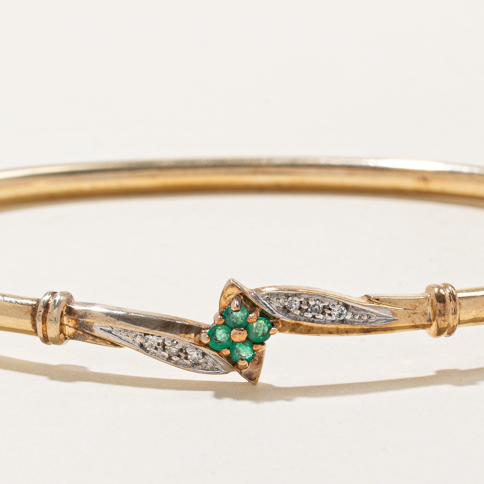Emerald & Diamond Bangle Bracelet for Women | 0.08ctw Genuine Emerald & 0.03ctw Real Diamonds | 7-Inch Adjustable Luxury Jewelry | Perfect for Weddings, Anniversaries & Special Occasions