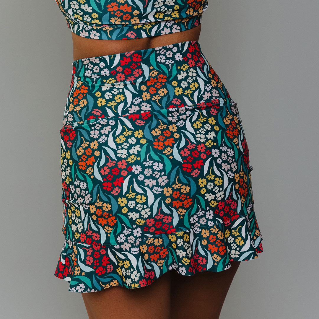 Costa Floral High Waisted Swim Skirt - Floral Print Swimwear with Skirt for Women | Perfect for Beach, Pool & Resort Vacations